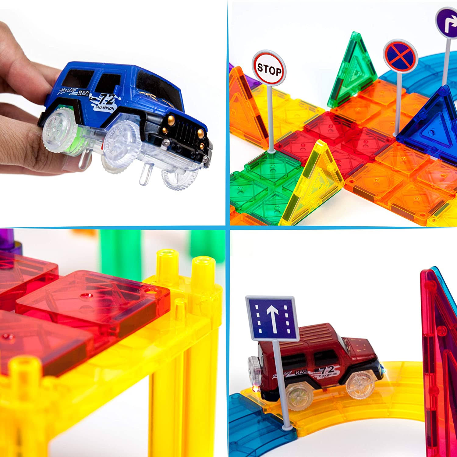 Picassotiles 50 Piece Magnetic Building Block Race Track Set NQ_JSAKXMOA Picassotiles 50 Piece Magnetic Building Block Race Track Set NQ_JSAKXMOA