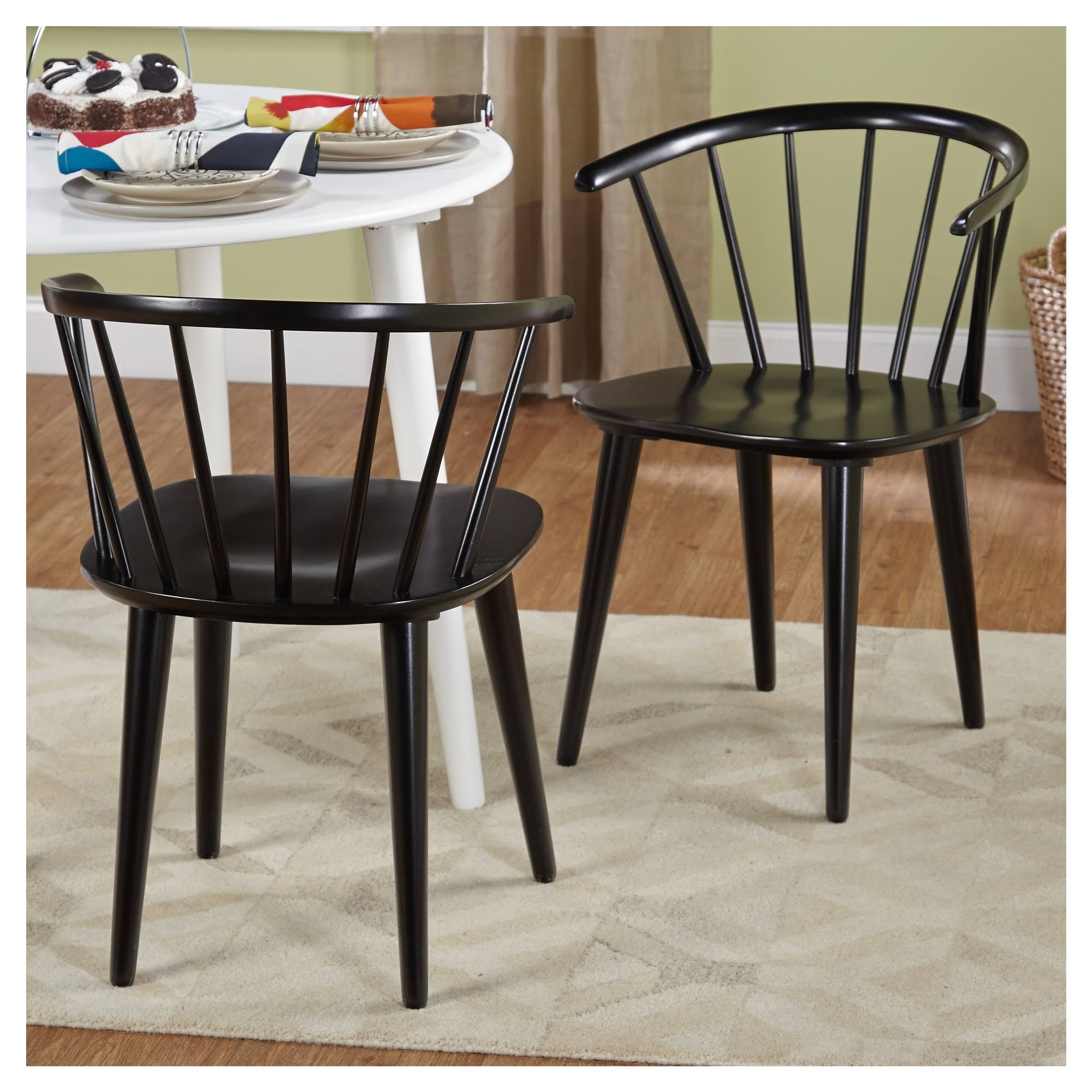 Simple Living Florence Modern Farmhouse Rubberwood Dining Chairs (Set Of 2) - Black XL_HIOZNG8N