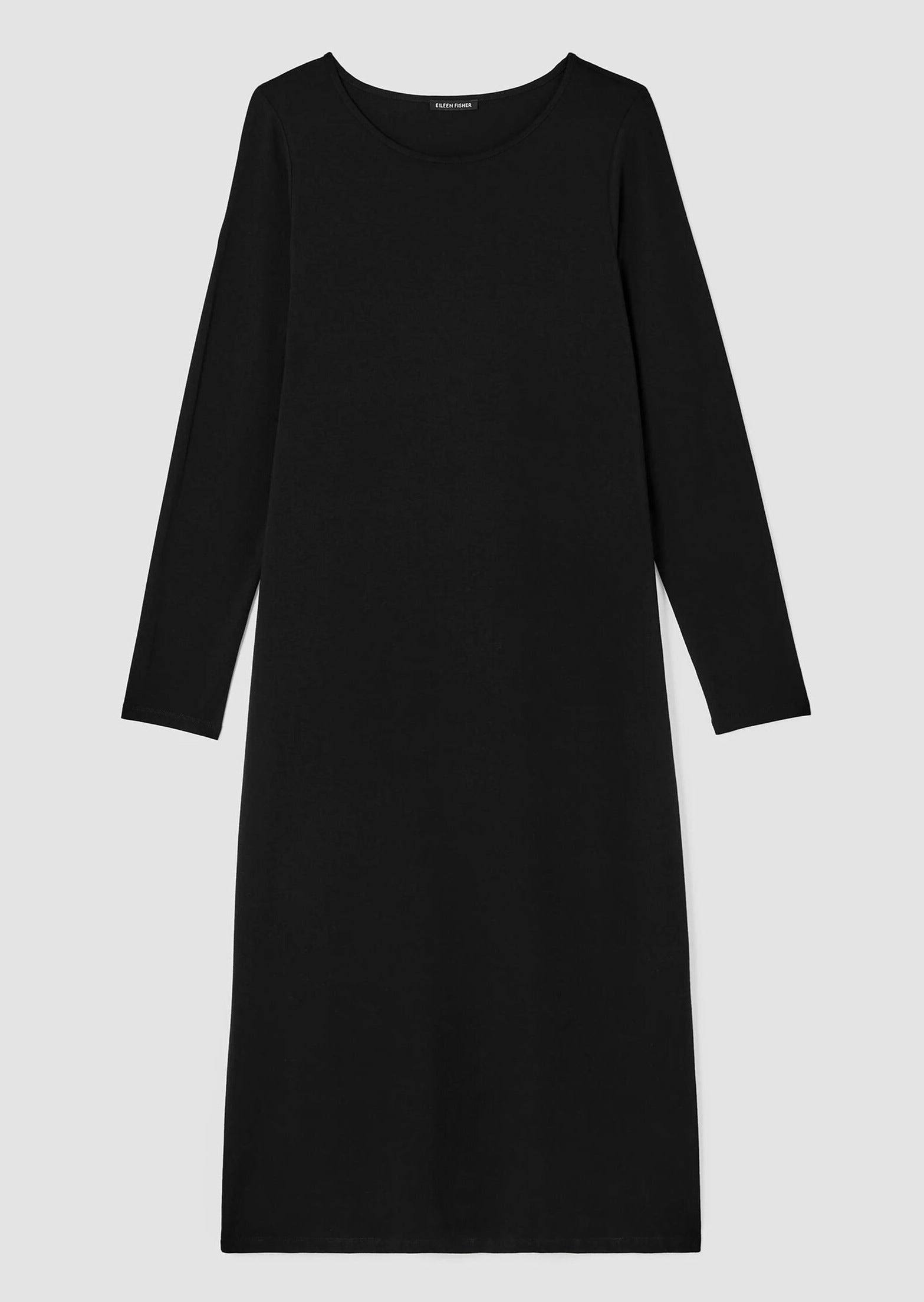 Eileen Fisher | Women's Stretch Jersey Knit Jewel Neck Dress | Black | Size: Medium Regular IX_EYVWAGX9 Eileen Fisher | Women's Stretch Jersey Knit Jewel Neck Dress | Black | Size: Medium Regular IX_EYVWAGX9