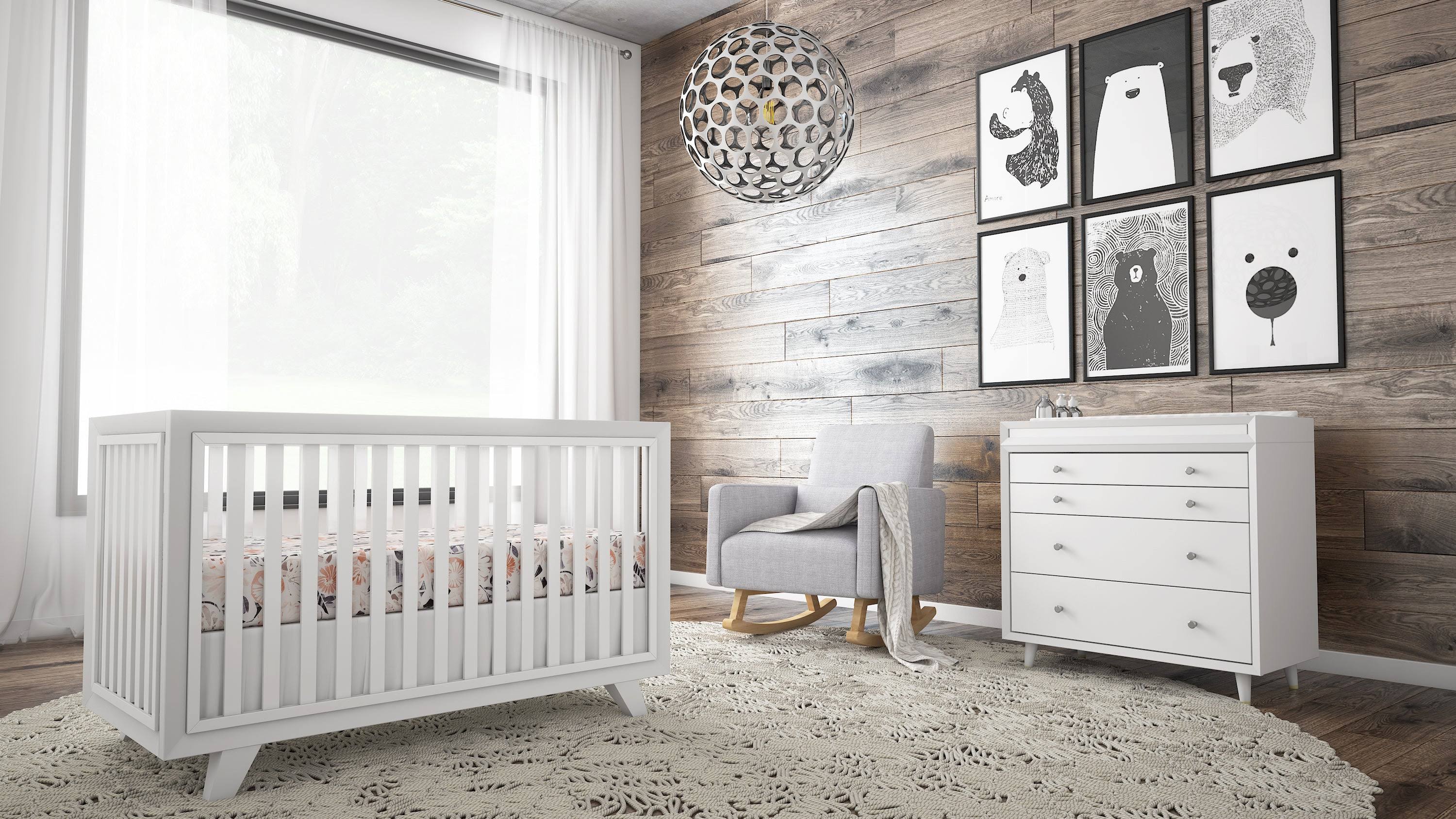 Karla Dubois Wooster 3-In-1 Convertible Crib, Almond/White PX_XFQFHRIZ