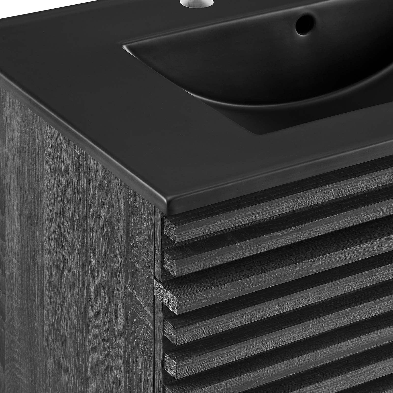 Modway Render 30 Wall-Mount Bathroom Vanity Walnut Black 5Y_XXCLGDIL