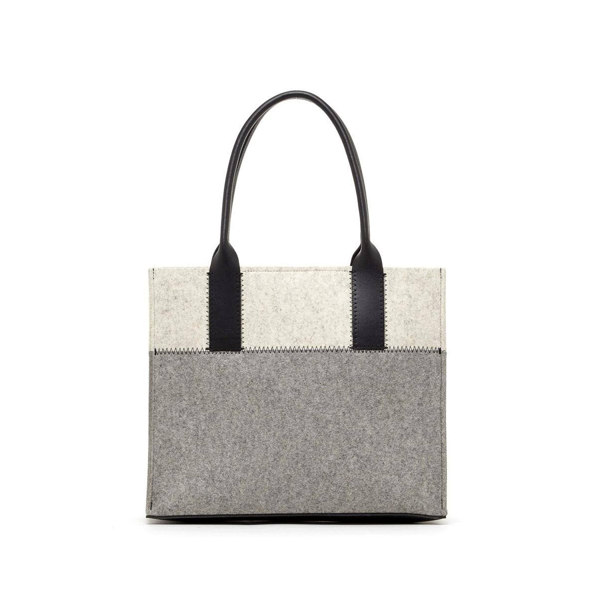 Jaunt Petite Tote Granite & White Felt / Black Leather FO_P5MR3619