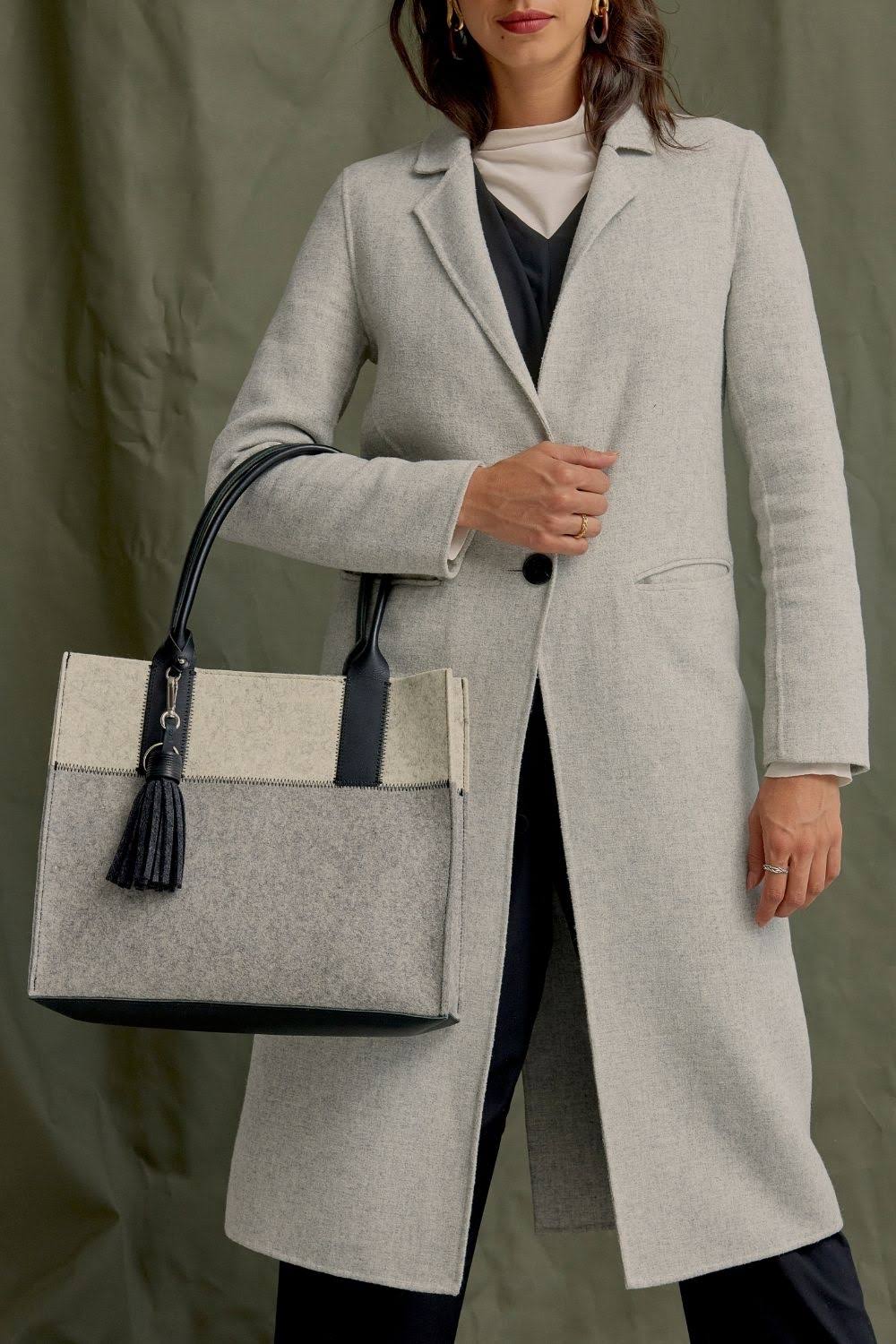 Jaunt Petite Tote Granite & White Felt / Black Leather FO_P5MR3619