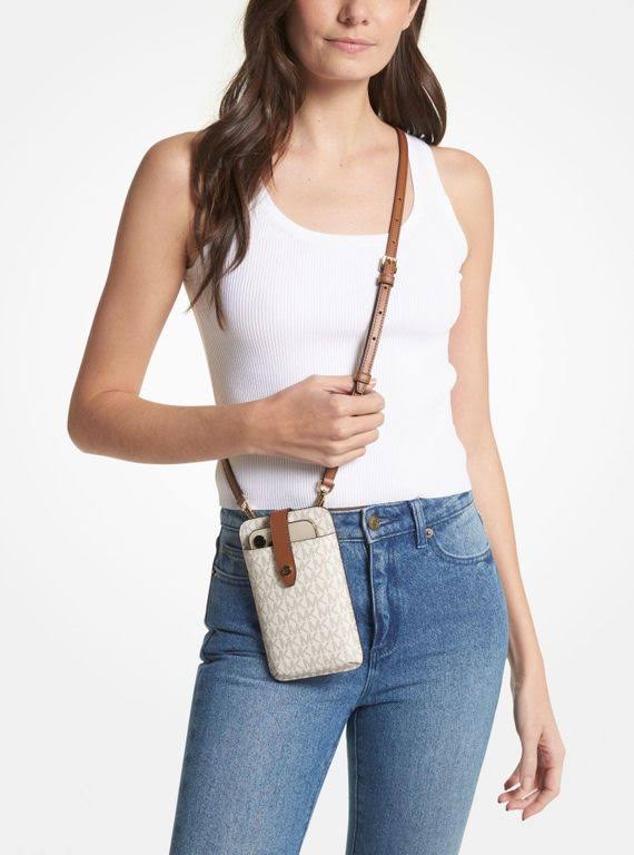 Michael Kors Logo Smartphone Crossbody Bag In Natural - One Size OC_E2KIJGX8