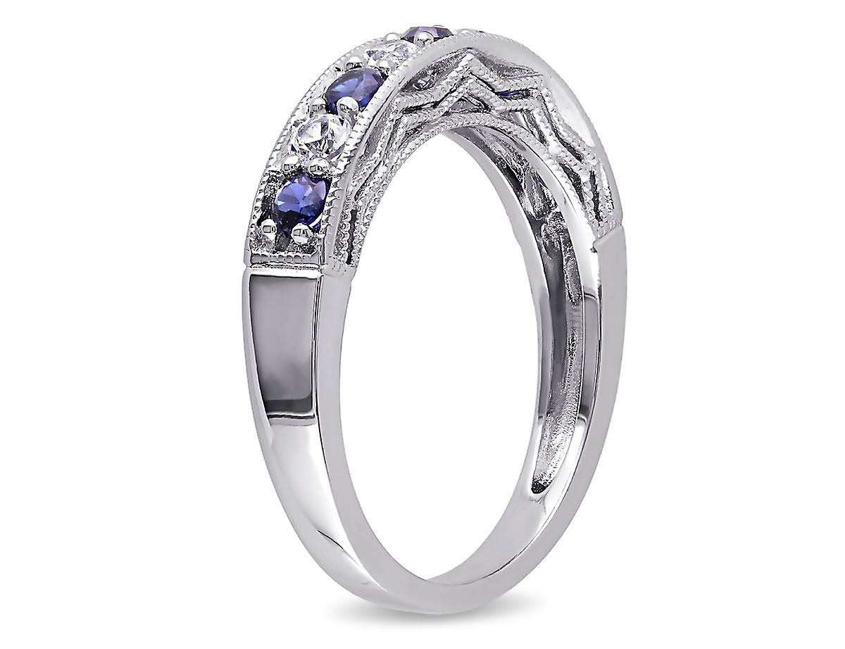 Gem And Harmony 4/5 Carat (Ctw) Lab-Created Dark Blue And White Sapphire Ring In Sterling Silver 9J_0TLBVTTN Gem And Harmony 4/5 Carat (Ctw) Lab-Created Dark Blue And White Sapphire Ring In Sterling Silver 9J_0TLBVTTN