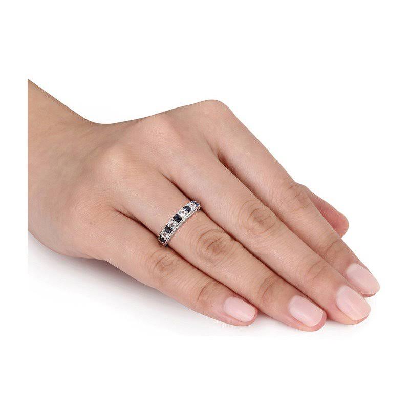 Gem And Harmony 4/5 Carat (Ctw) Lab-Created Dark Blue And White Sapphire Ring In Sterling Silver 9J_0TLBVTTN Gem And Harmony 4/5 Carat (Ctw) Lab-Created Dark Blue And White Sapphire Ring In Sterling Silver 9J_0TLBVTTN