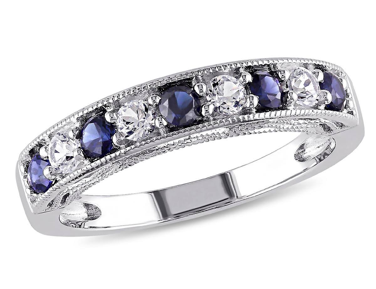 Gem And Harmony 4/5 Carat (Ctw) Lab-Created Dark Blue And White Sapphire Ring In Sterling Silver 9J_0TLBVTTN Gem And Harmony 4/5 Carat (Ctw) Lab-Created Dark Blue And White Sapphire Ring In Sterling Silver 9J_0TLBVTTN