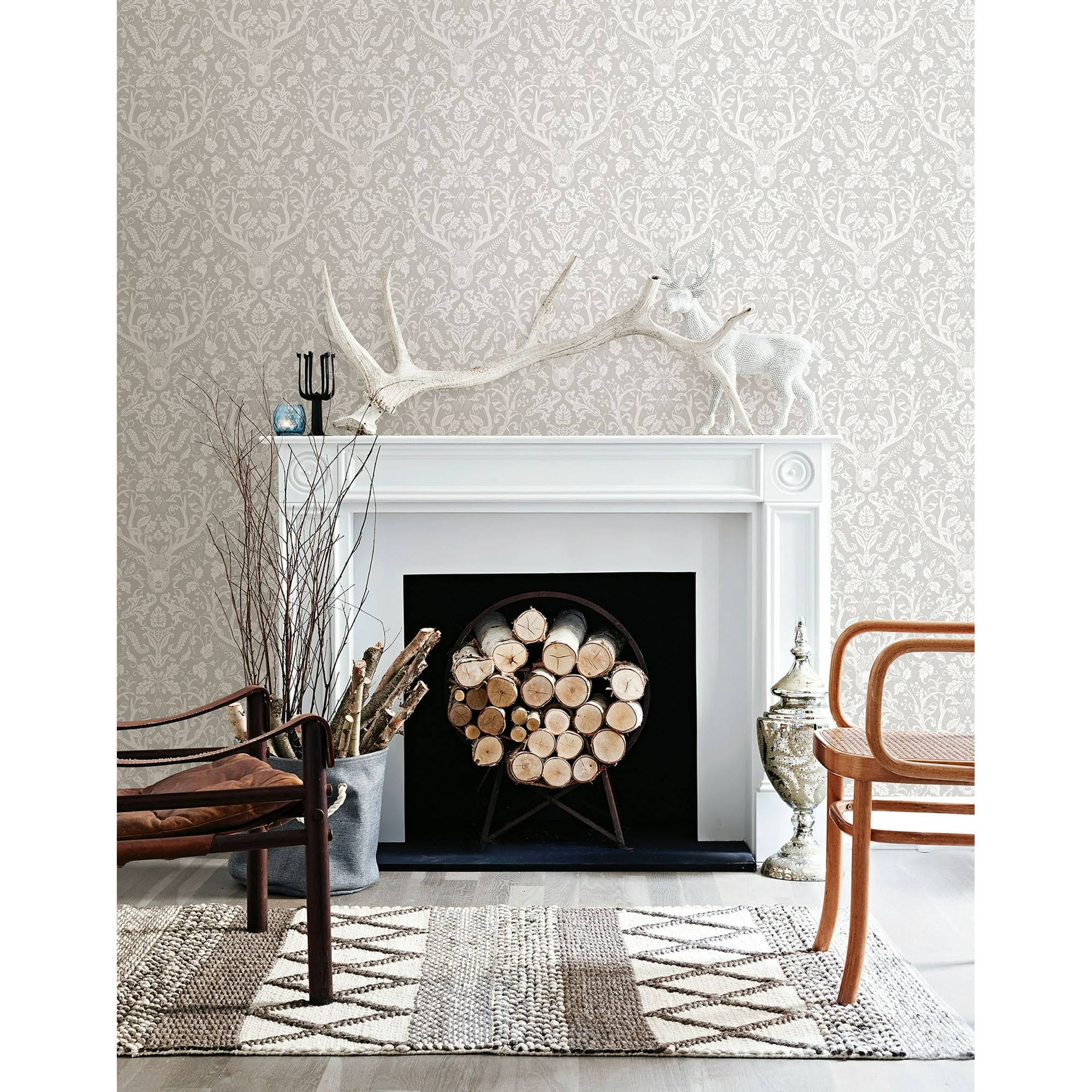 Chesapeake 3118-12701 Kiwassa Taupe Antler Damask Wallpaper IR_1BSXMJB6