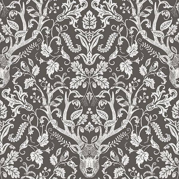 Chesapeake 3118-12701 Kiwassa Taupe Antler Damask Wallpaper IR_1BSXMJB6