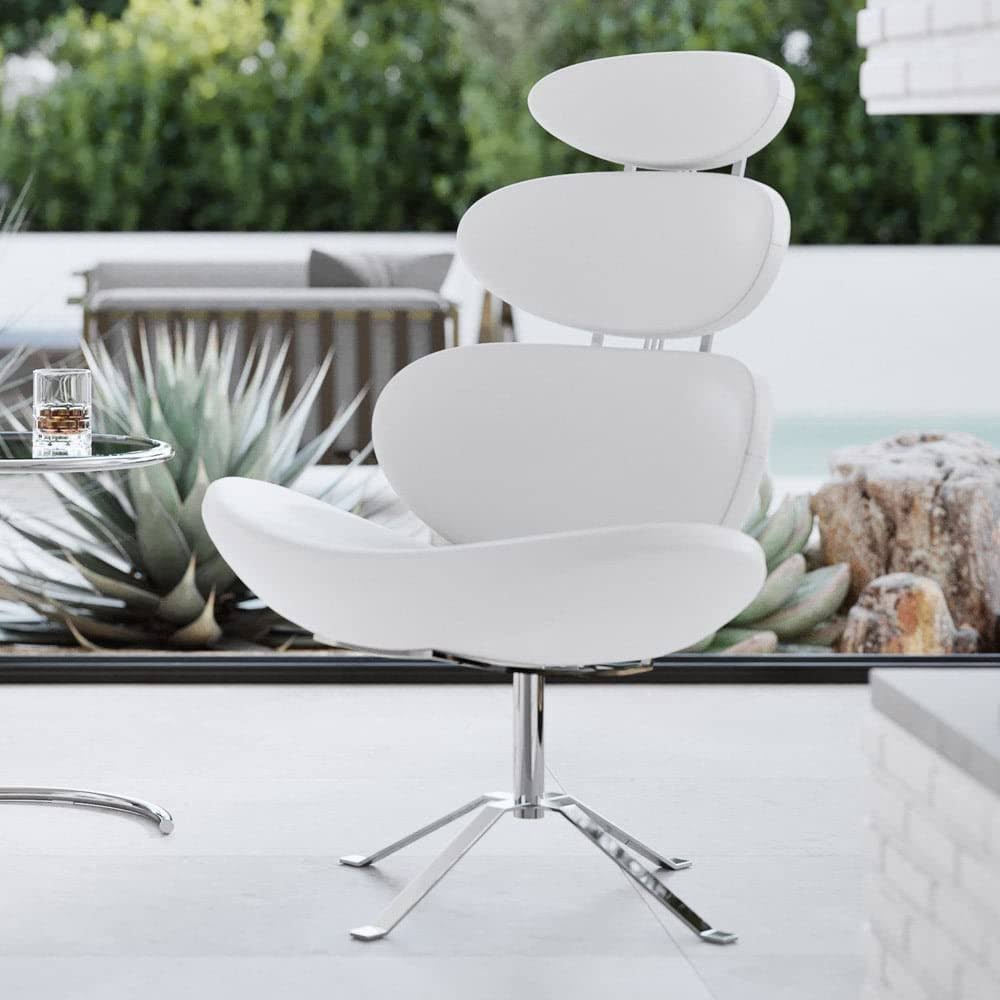 Zuri Furniture Pebble Modern Swivel Occasional Chair - White BJ_GVME8PKA Zuri Furniture Pebble Modern Swivel Occasional Chair - White BJ_GVME8PKA
