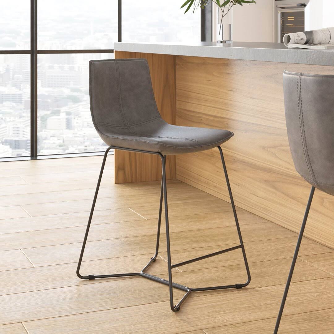Allmodern Holt Stool (Set Of 2) Seat Height: Bar Stool (29.5 Seat Height), Upholstery: Smoke YK_DJGHF987 Allmodern Holt Stool (Set Of 2) Seat Height: Bar Stool (29.5 Seat Height), Upholstery: Smoke YK_DJGHF987