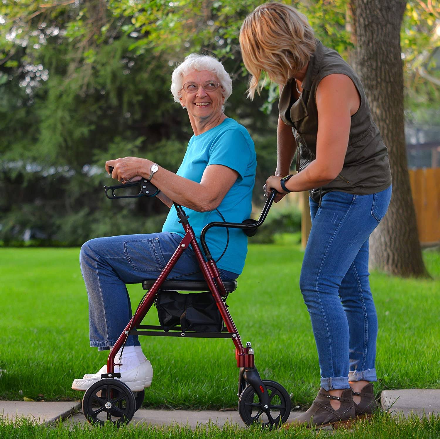 Probasics Aluminum Transport Rollator With 8-Inch Wheels Blue DW_CJXSBNUN
