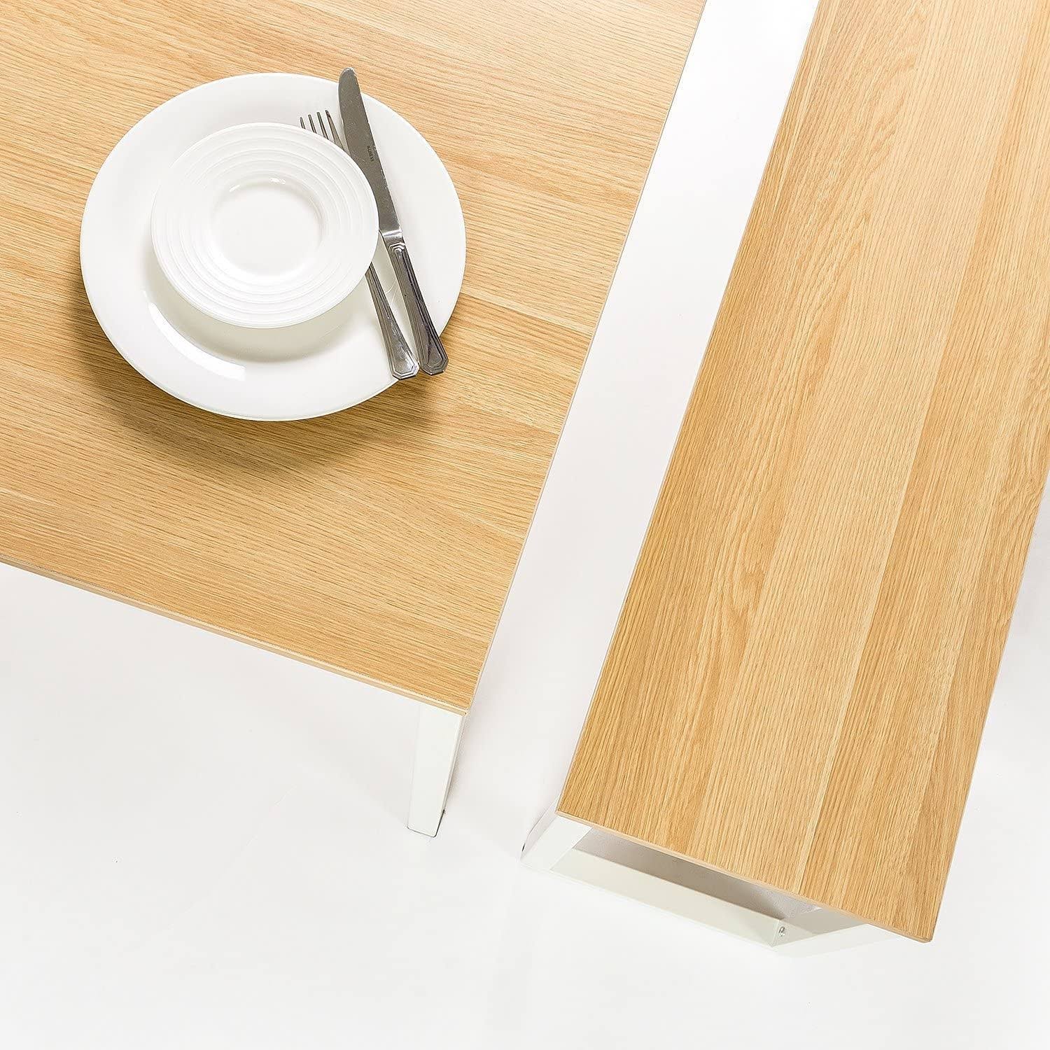 Zinus Louis Modern Studio Collection Soho Dining Table With Two Benches / 3 Piece Set, White BR_MFZTFHCG