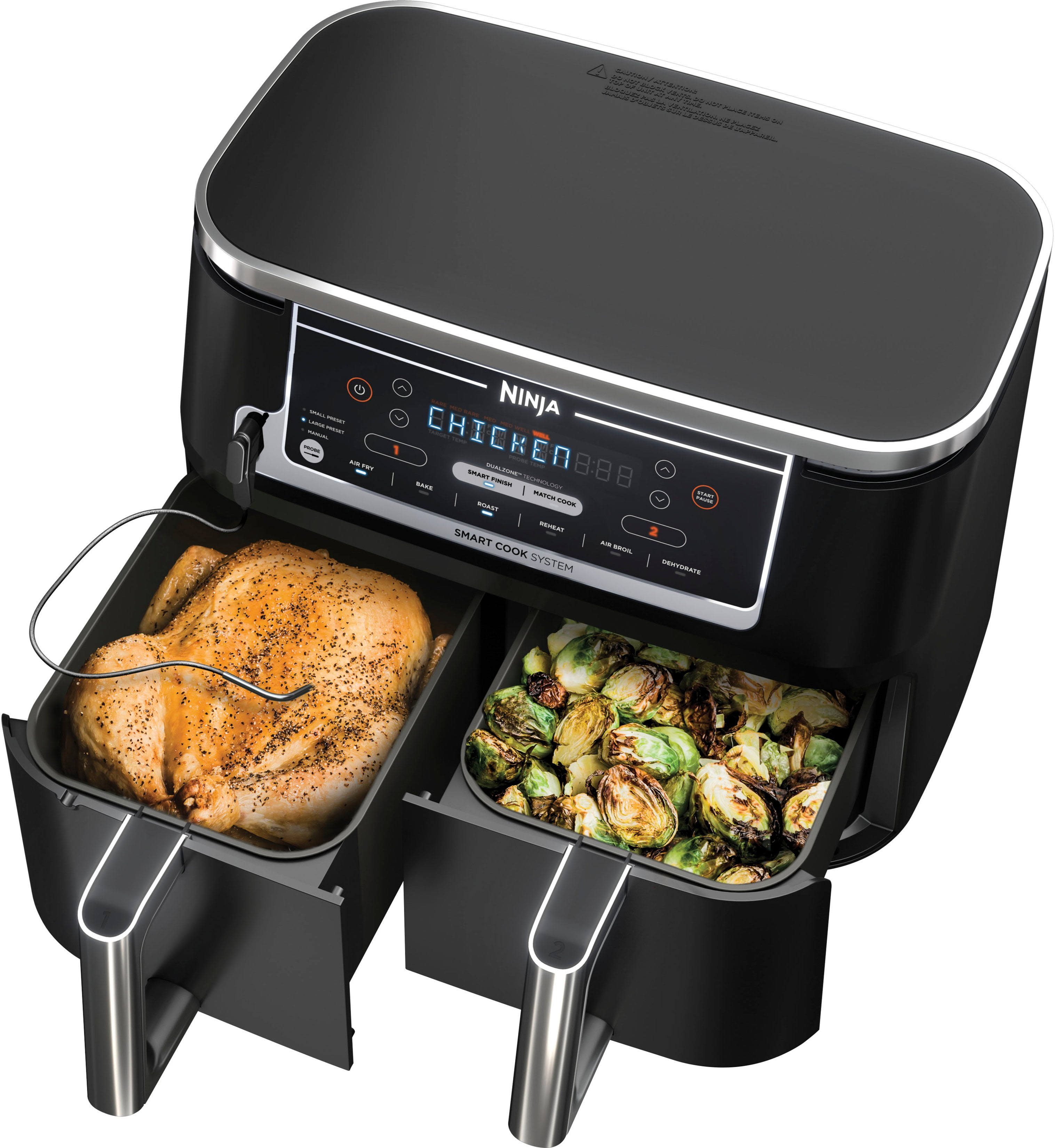 Ninja Dz550 Foodi 6-In-1 Smart 10-Qt. 2-Basket Air Fryer (Renewed), Size: 17.1 In, Black CE_MPVDJ3RB Ninja Dz550 Foodi 6-In-1 Smart 10-Qt. 2-Basket Air Fryer (Renewed), Size: 17.1 In, Black CE_MPVDJ3RB