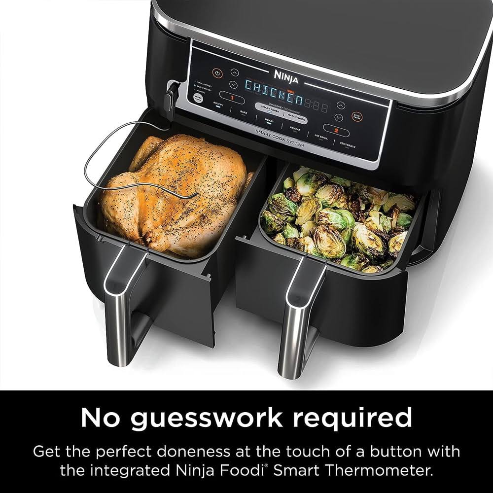 Ninja Dz550 Foodi 6-In-1 Smart 10-Qt. 2-Basket Air Fryer (Renewed), Size: 17.1 In, Black CE_MPVDJ3RB Ninja Dz550 Foodi 6-In-1 Smart 10-Qt. 2-Basket Air Fryer (Renewed), Size: 17.1 In, Black CE_MPVDJ3RB