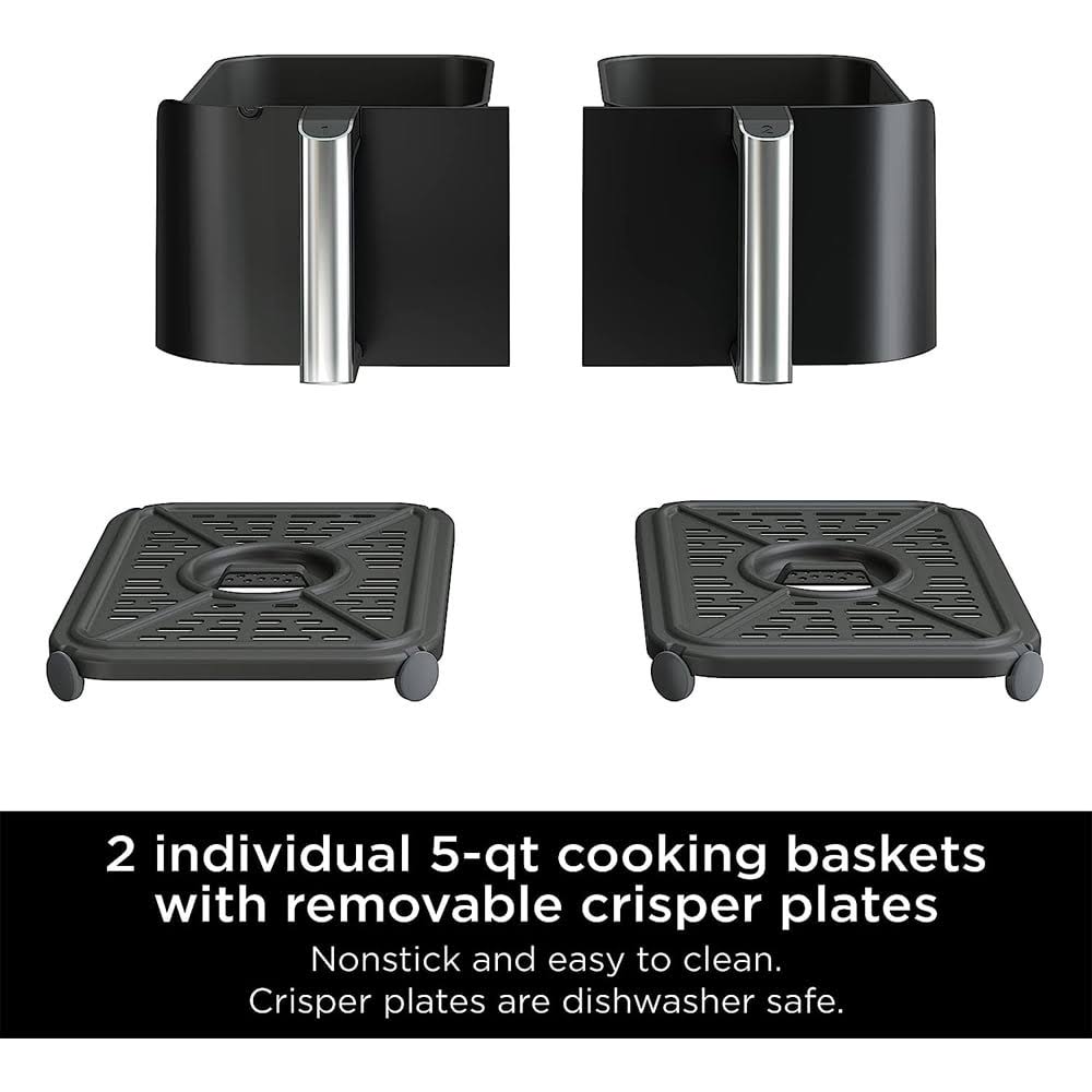 Ninja Dz550 Foodi 6-In-1 Smart 10-Qt. 2-Basket Air Fryer (Renewed), Size: 17.1 In, Black CE_MPVDJ3RB Ninja Dz550 Foodi 6-In-1 Smart 10-Qt. 2-Basket Air Fryer (Renewed), Size: 17.1 In, Black CE_MPVDJ3RB