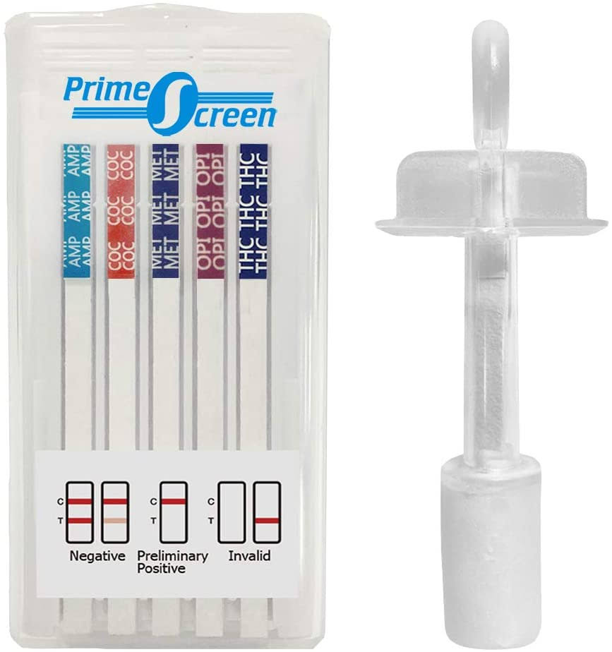 Prime Screen [5 Pack] 5 Panel Saliva Oral Fluid Test Kit, E&I Exempt For Workplace Employment And Insurance Testing (Amp, Coc, Met, Opi, Thc) - Odoa D0_QRZHGFEV