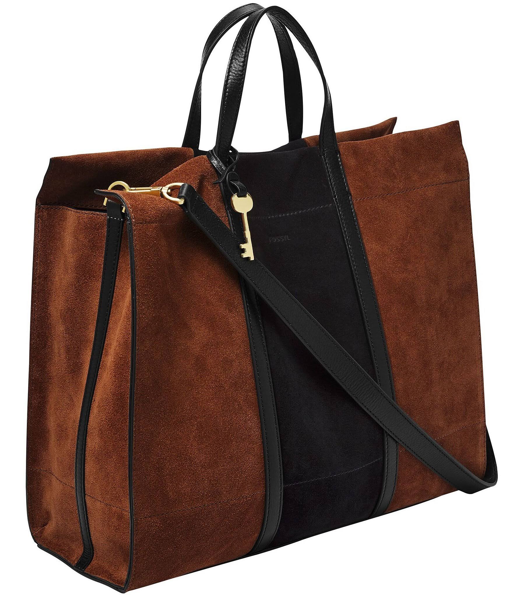 Fossil Carmen Tote - Black/Brown Suede 55_8IW32EHB Fossil Carmen Tote - Black/Brown Suede 55_8IW32EHB