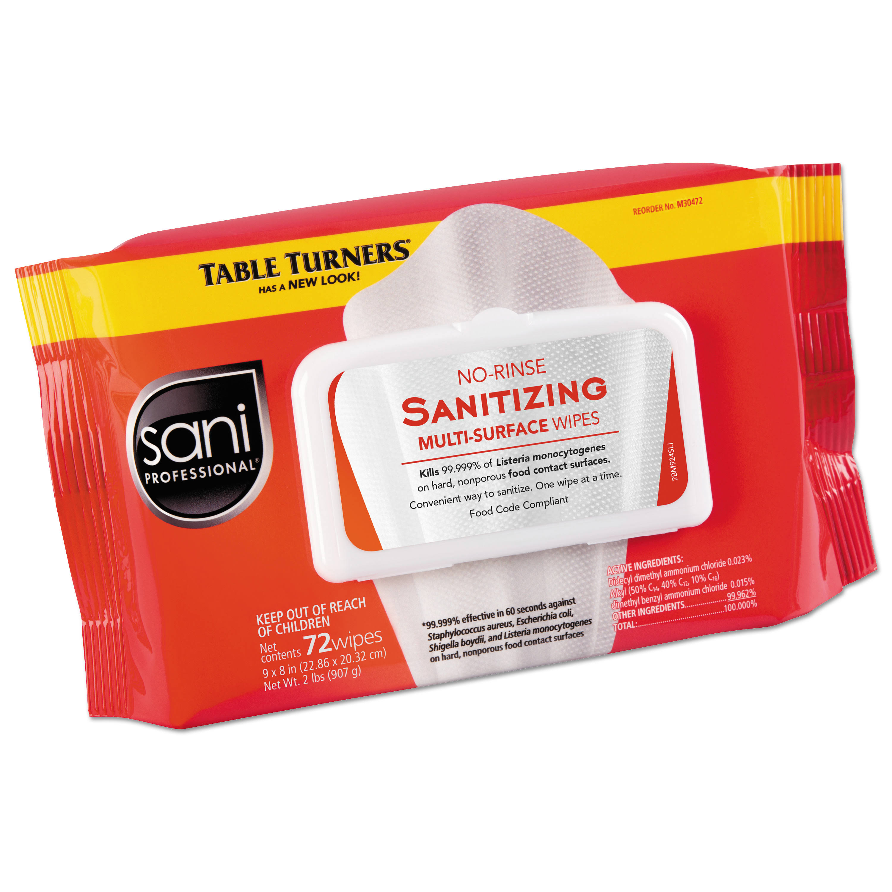 Sani Professional No-Rinse Sanitizing Multi-Surface Wipes, 9 X 8, White, 72 Wipes-Pk, 12-Carton G7_7W10XLJF