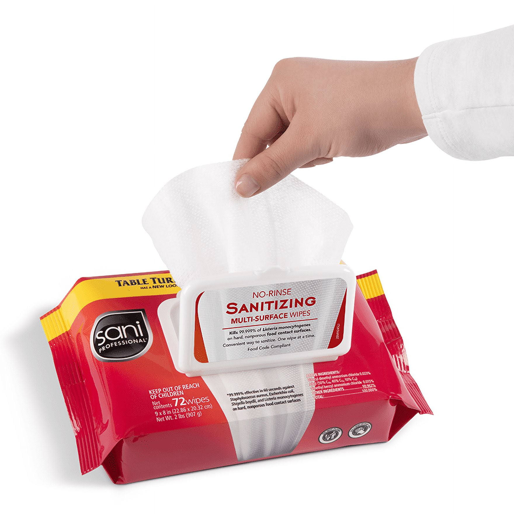 Sani Professional No-Rinse Sanitizing Multi-Surface Wipes, 9 X 8, White, 72 Wipes-Pk, 12-Carton G7_7W10XLJF