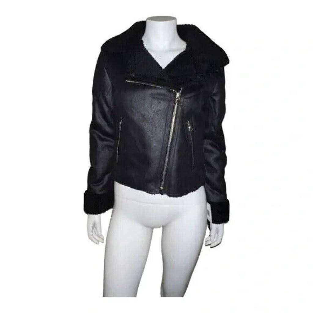 Sebby Junior's Faux Shearling Moto Coat Black Size Small BD_S1VEGVUT Sebby Junior's Faux Shearling Moto Coat Black Size Small BD_S1VEGVUT