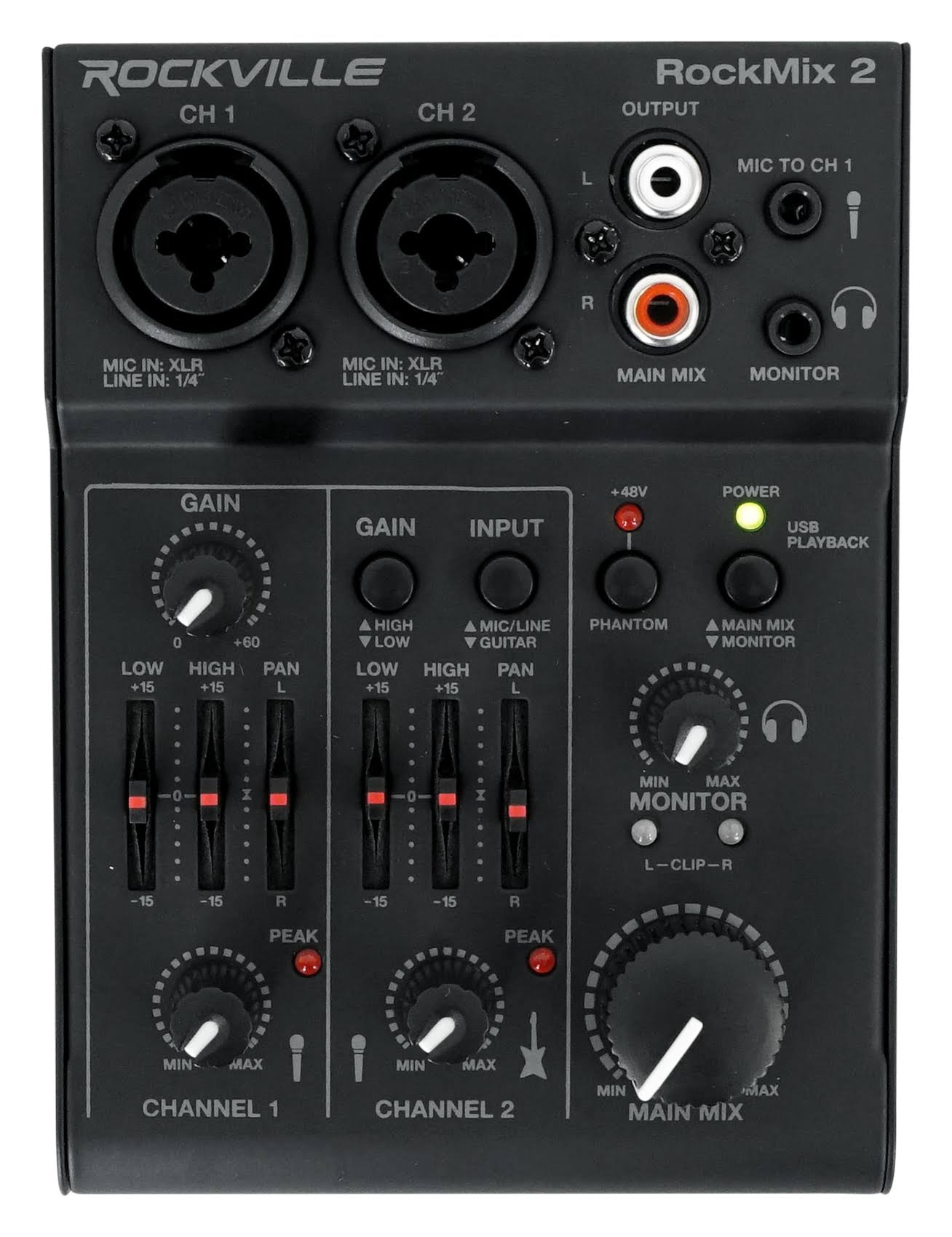 Rockville Rockmix 2 Usb Computer Recording Interface/Eq 2-Channel Pro Mixer QY_ZTCONZLJ