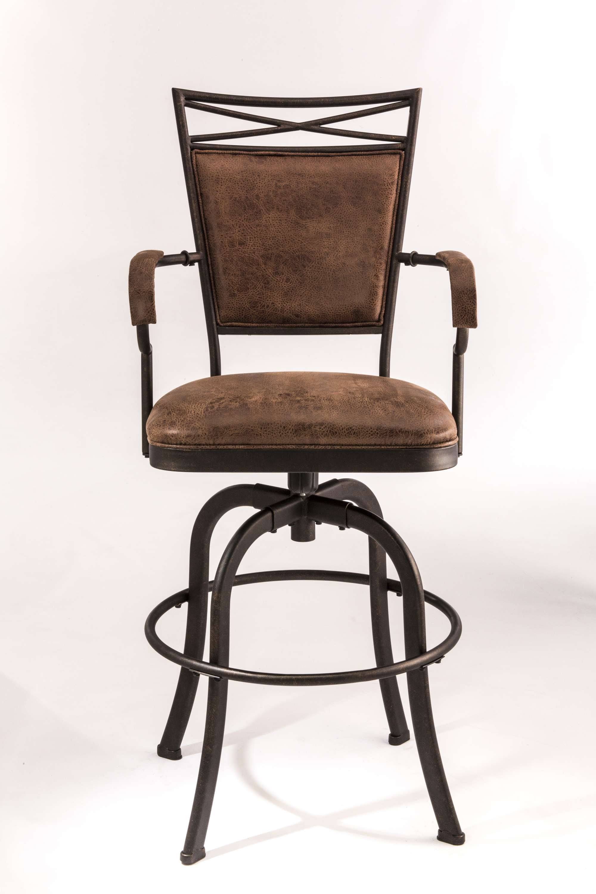 Hillsdale Furniture Bridgetown Metal Bar Height Swivel Stool, Pewter QM_XCLHEYSY