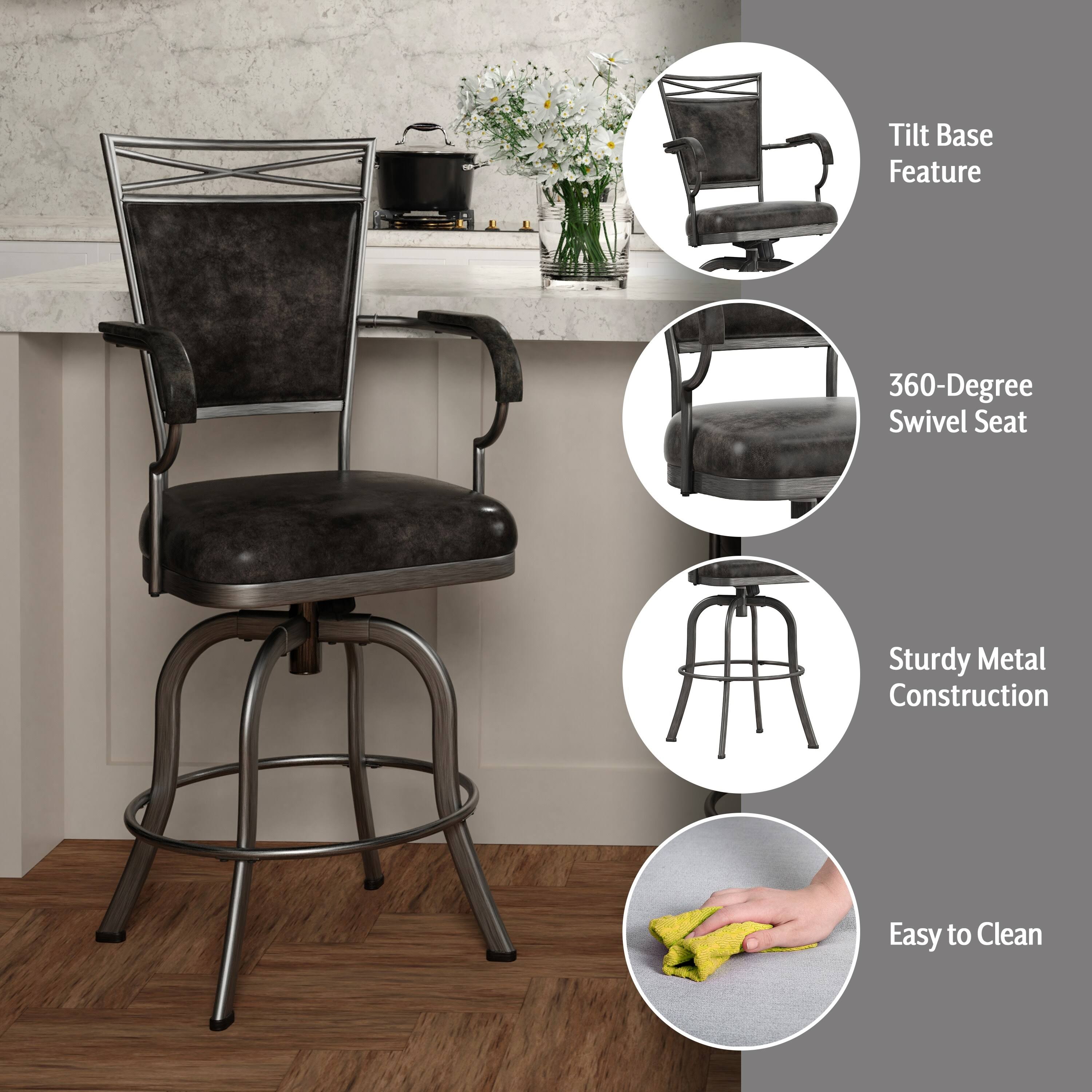 Hillsdale Furniture Bridgetown Metal Bar Height Swivel Stool, Pewter QM_XCLHEYSY Hillsdale Furniture Bridgetown Metal Bar Height Swivel Stool, Pewter QM_XCLHEYSY