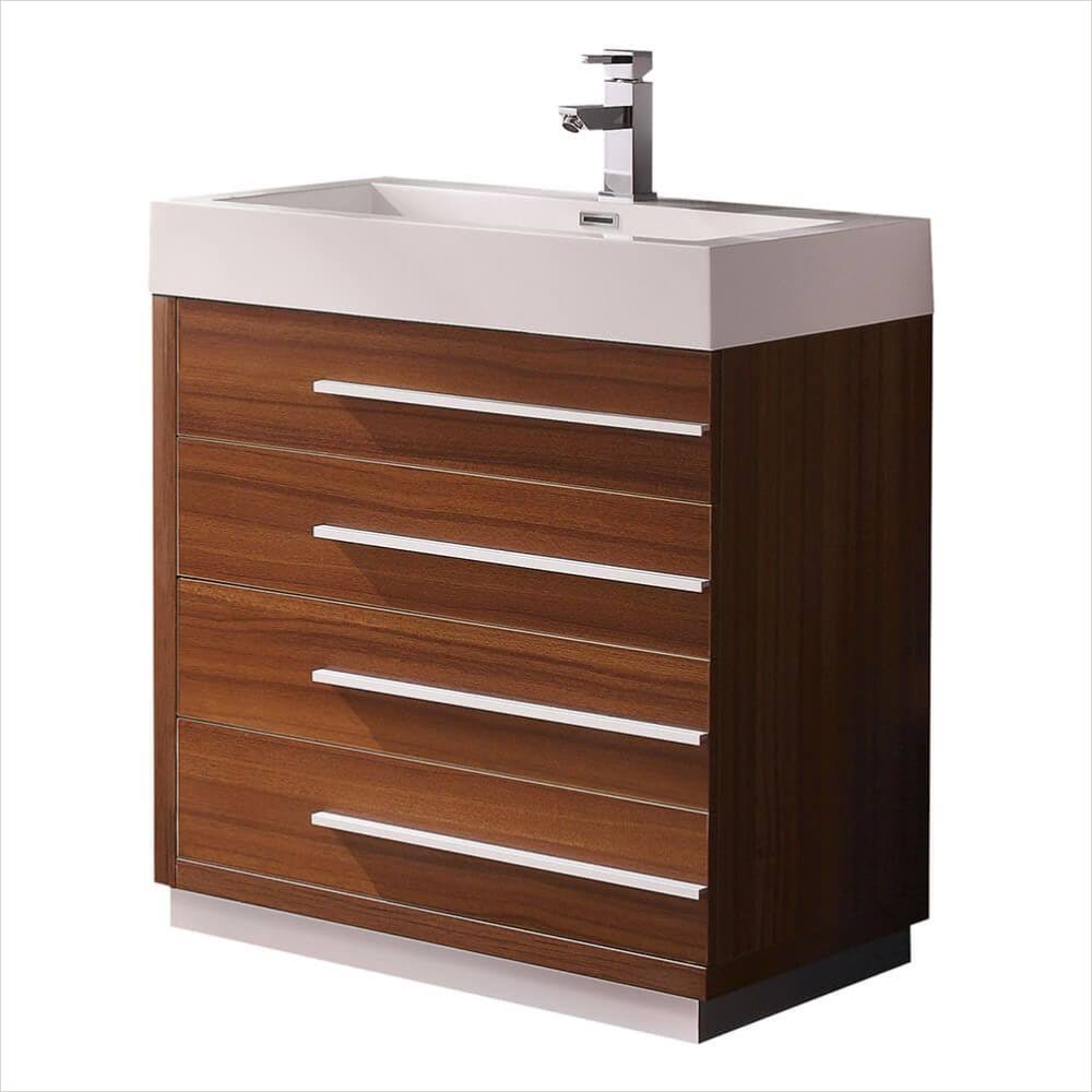 Fresca Livello 30 Modern Bathroom Cabinet W/ Integrated Sink Teak YG_MSXE45QK Fresca Livello 30 Modern Bathroom Cabinet W/ Integrated Sink Teak YG_MSXE45QK