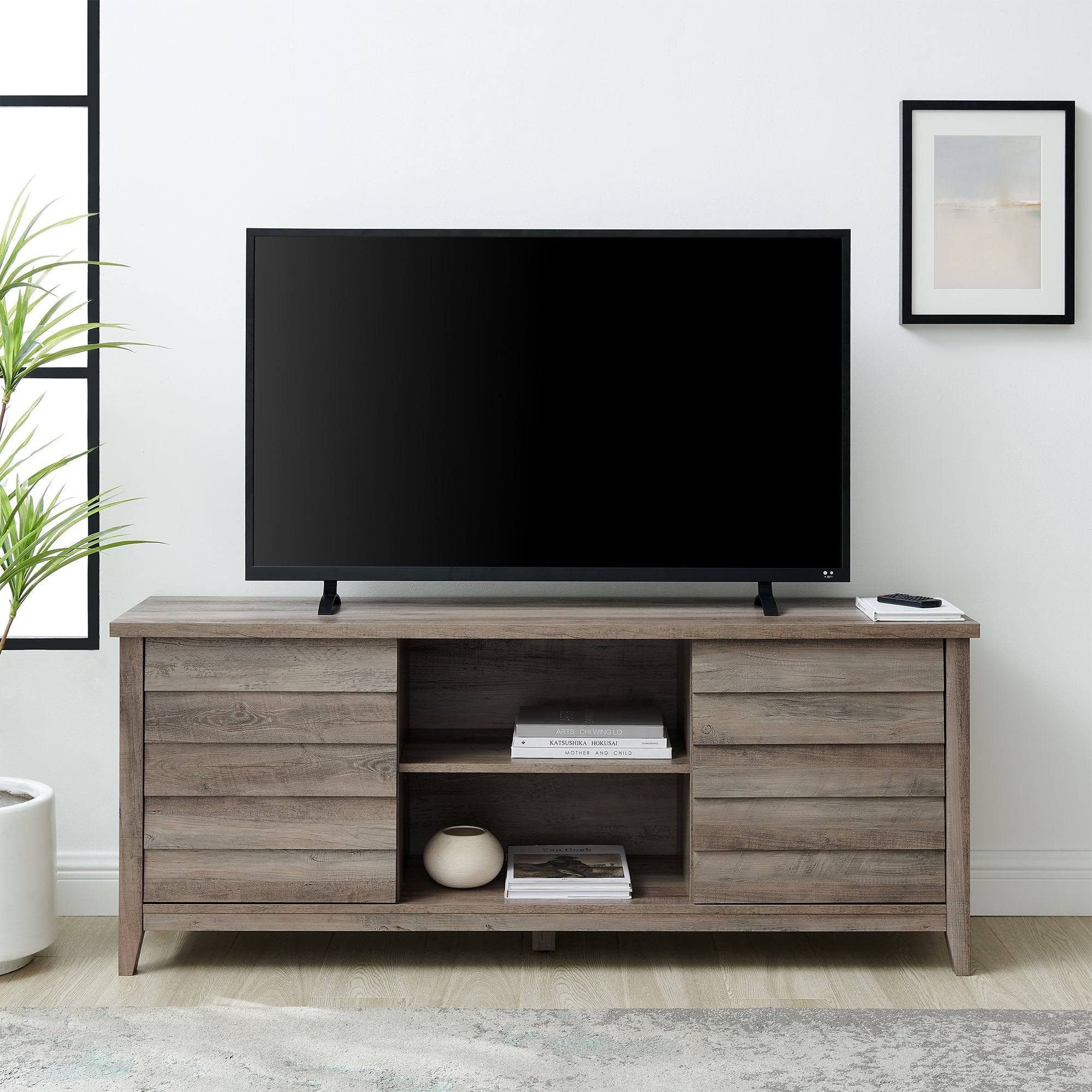 Walker Edison Coastal Beveled Door Tv Stand For Tvs Up To 65 Grey Wash PD_FOUQVWS9 Walker Edison Coastal Beveled Door Tv Stand For Tvs Up To 65 Grey Wash PD_FOUQVWS9