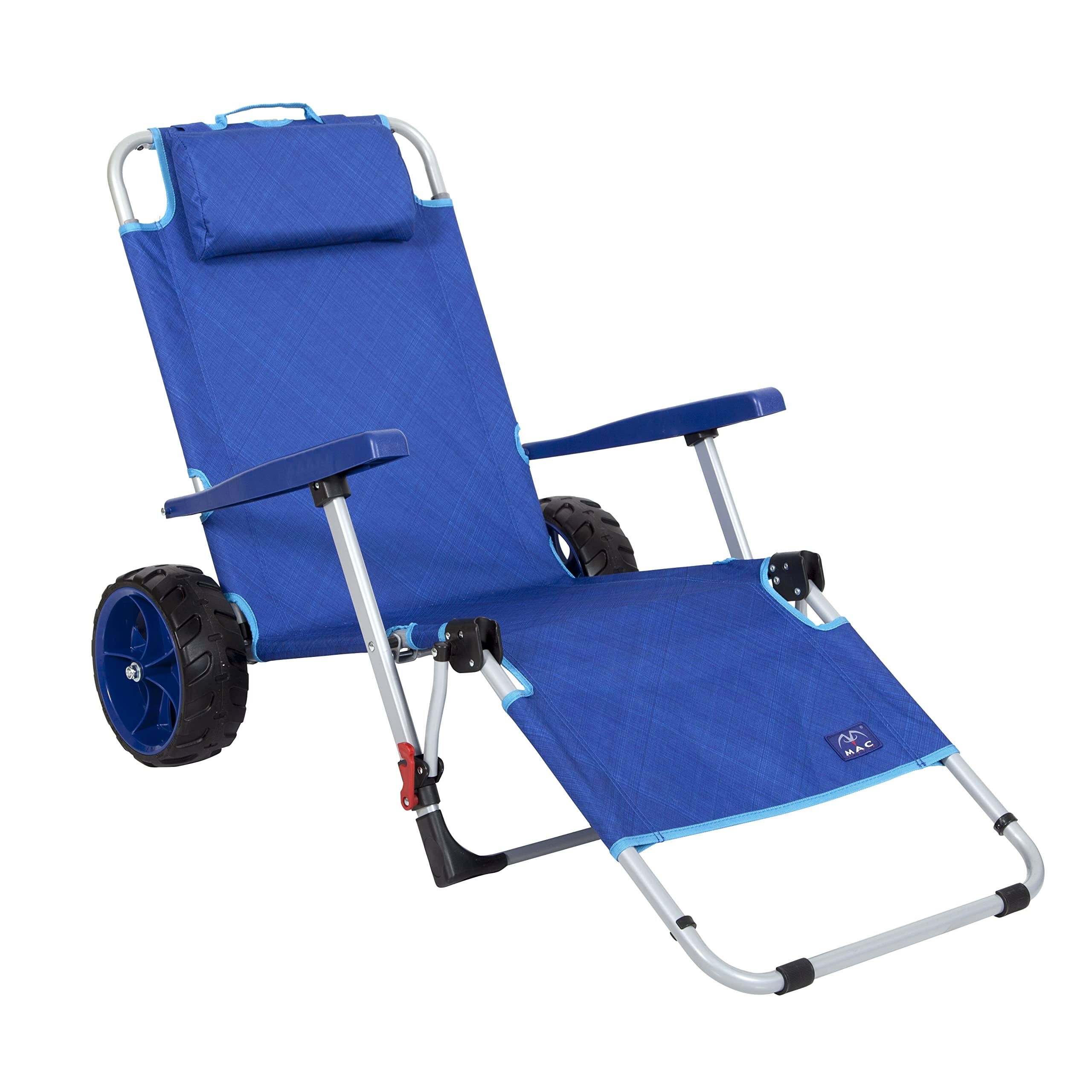 Mac Sport 2-In-1 Beach Day Folding Lounger Chair & Wagon Cart With Lock, Blue 8R_KRCETDPA Mac Sport 2-In-1 Beach Day Folding Lounger Chair & Wagon Cart With Lock, Blue 8R_KRCETDPA