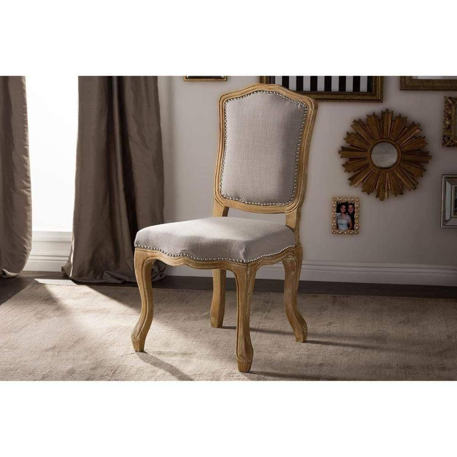 Baxton Studio Chateauneuf Dining Chair, Oak/Beige PJ_2XYQKNNI
