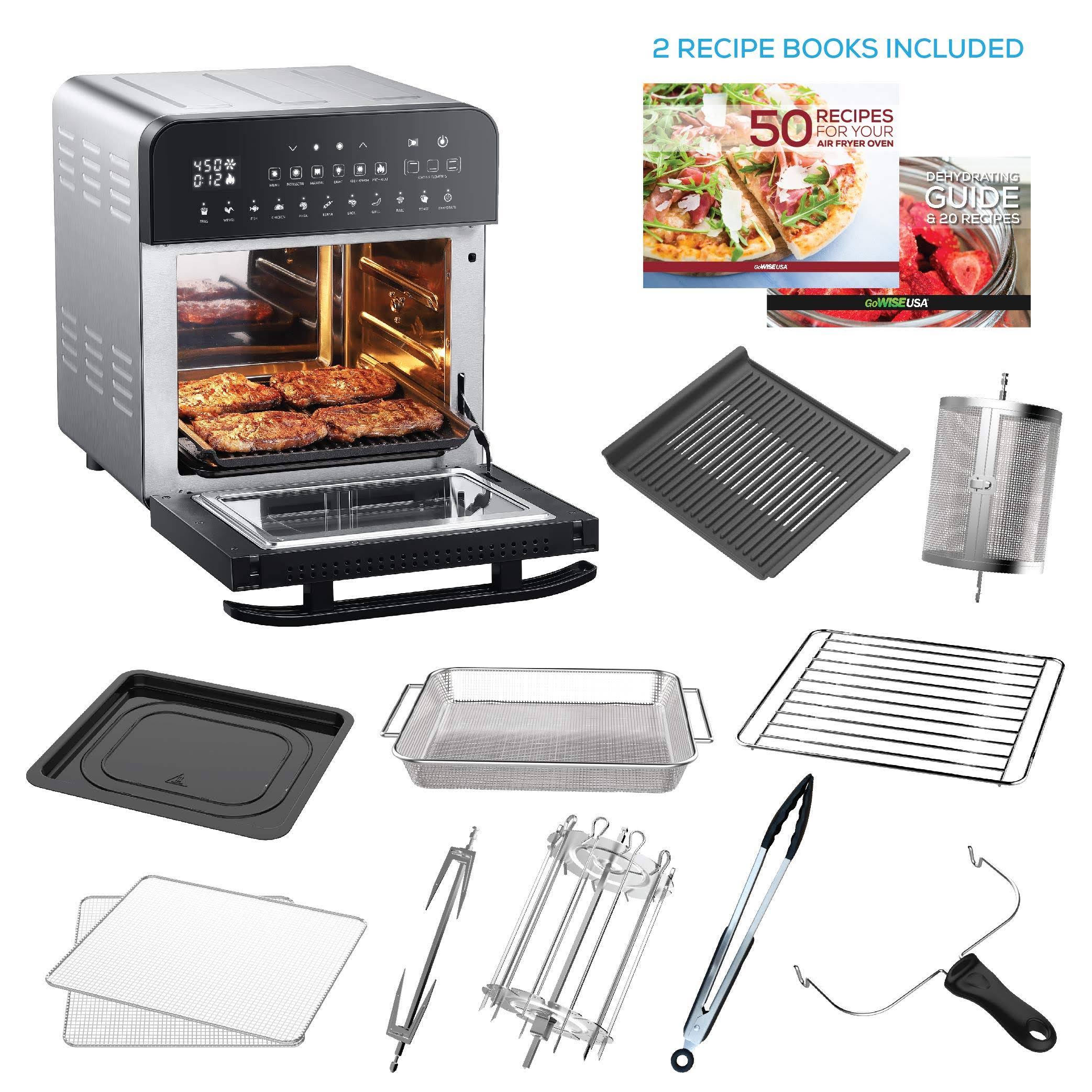 Gowise Usa Electric Air Fryer Oven Grill Stainless Steel With Dual Heating Rotisserie And Dehydrator RO_ULFRGEAK
