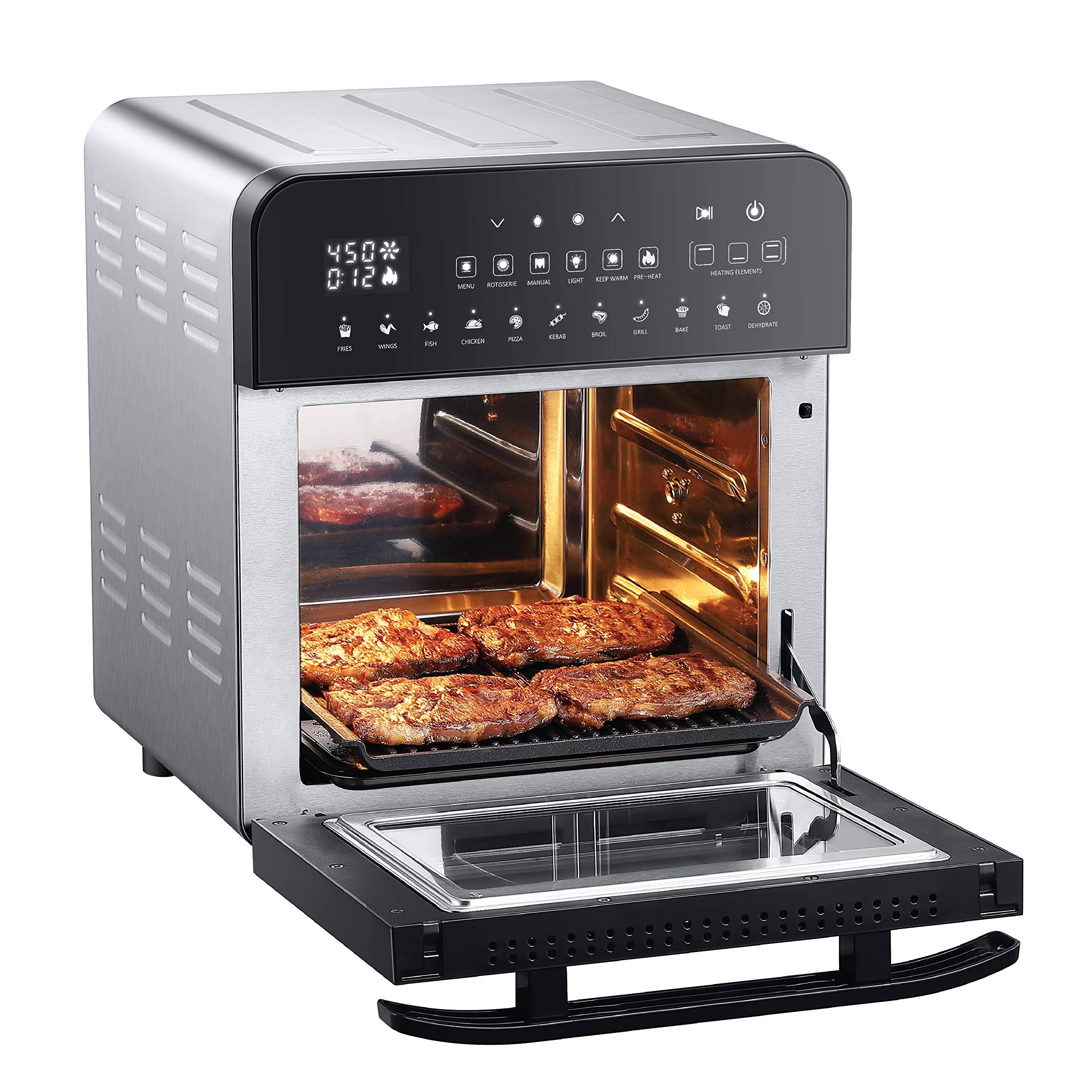 Gowise Usa Electric Air Fryer Oven Grill Stainless Steel With Dual Heating Rotisserie And Dehydrator RO_ULFRGEAK