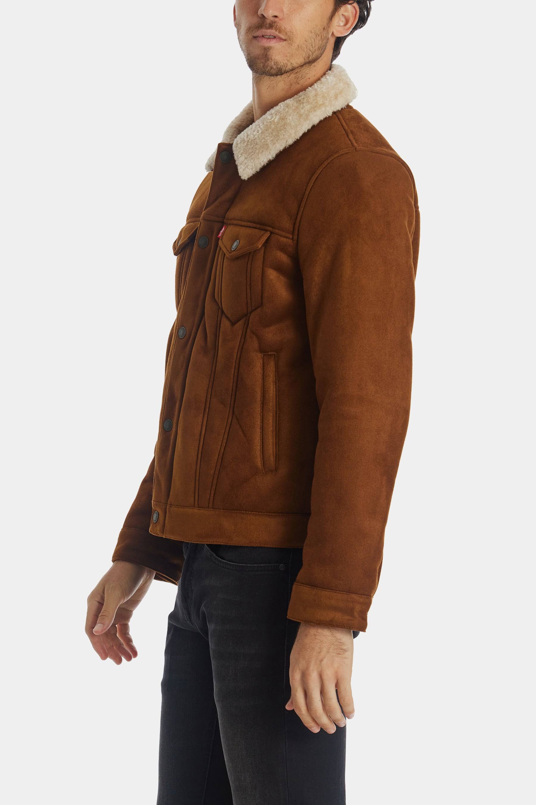 Levi's Men's Relaxed-Fit Faux-Shearling Trucker Jacket - Brown NZ_EXTTUUCH Levi's Men's Relaxed-Fit Faux-Shearling Trucker Jacket - Brown NZ_EXTTUUCH