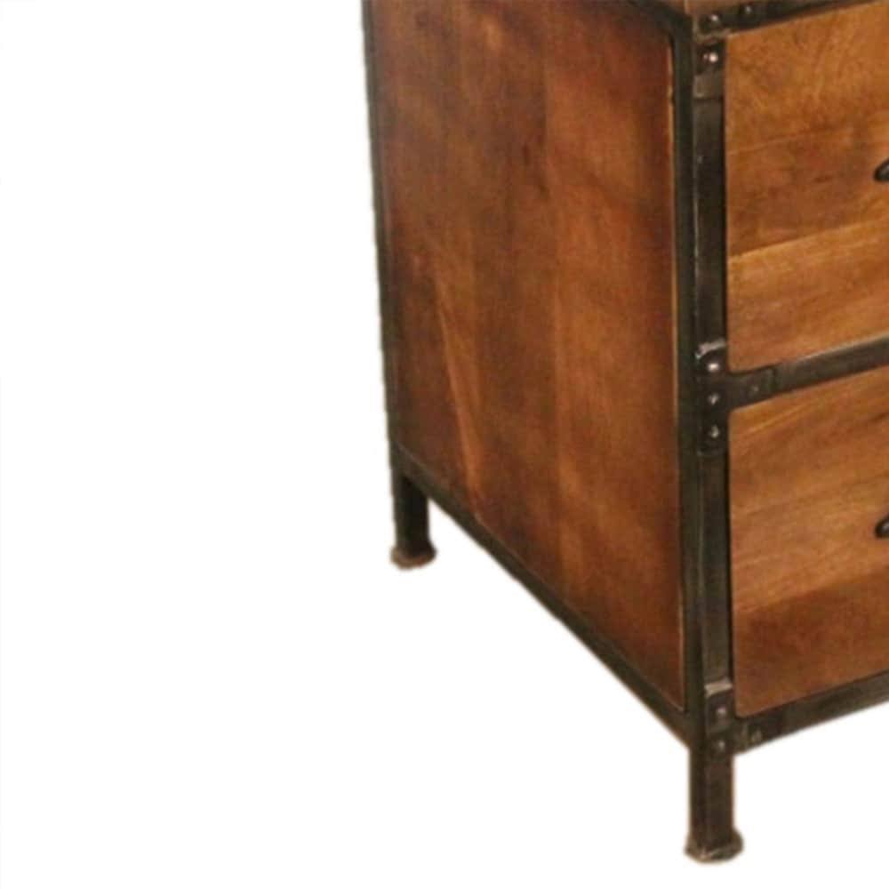 Rustic 2-Drawer Brown Filing Cabinet, Distressed Brown 58_4RXQDLQR