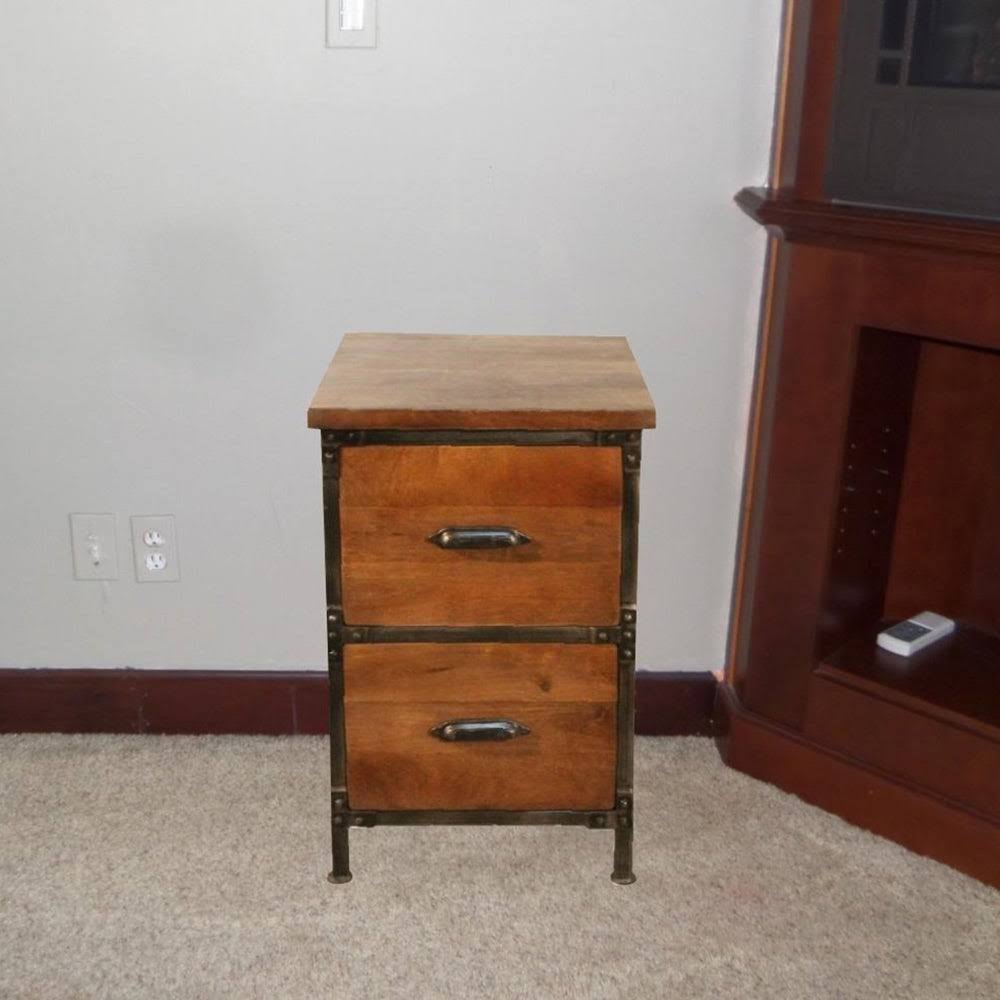 Rustic 2-Drawer Brown Filing Cabinet, Distressed Brown 58_4RXQDLQR