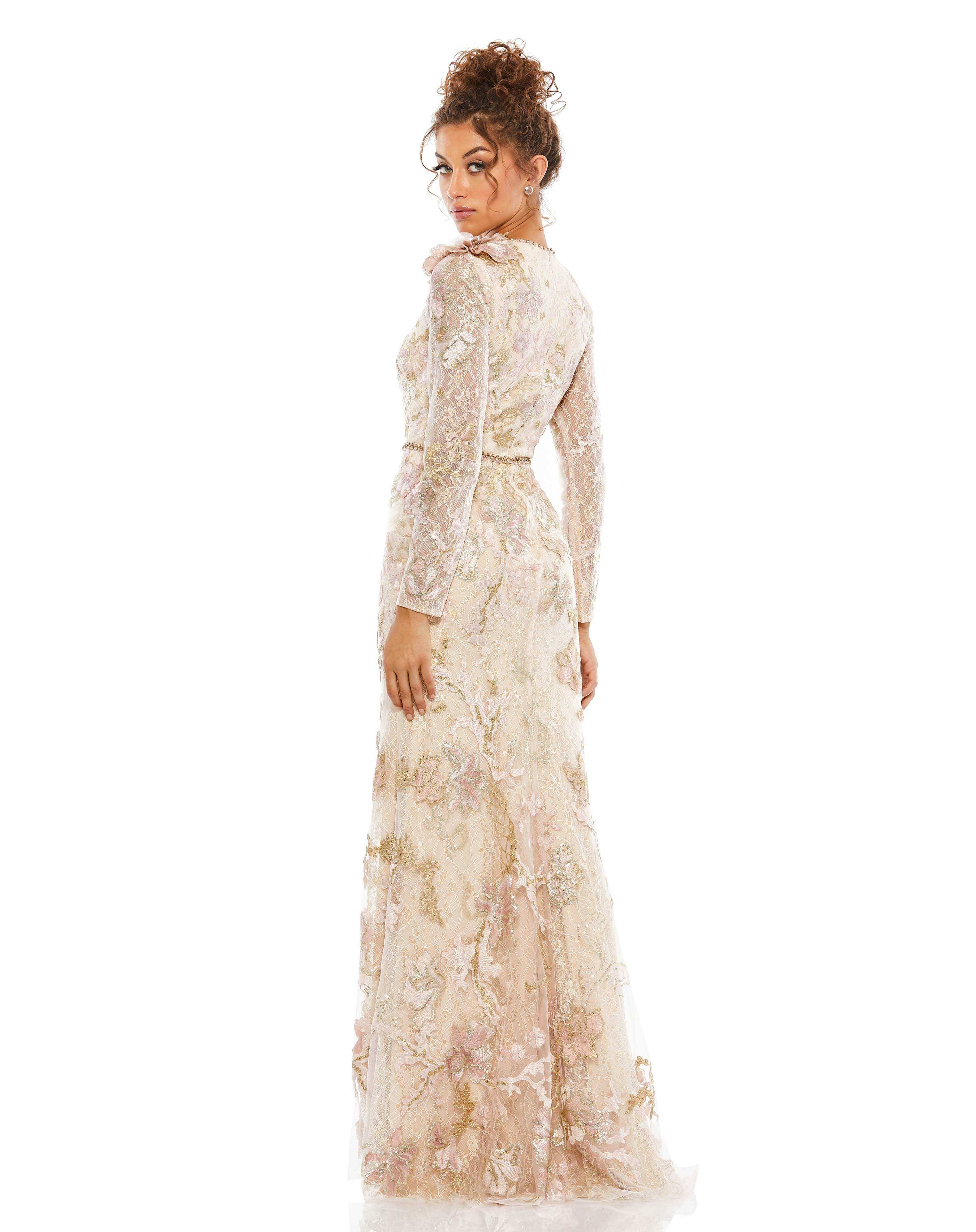Mac Duggal Floral Embroidered Lace Trumpet Gown Blush, Size 8 DI_XHDNMTN8 Mac Duggal Floral Embroidered Lace Trumpet Gown Blush, Size 8 DI_XHDNMTN8
