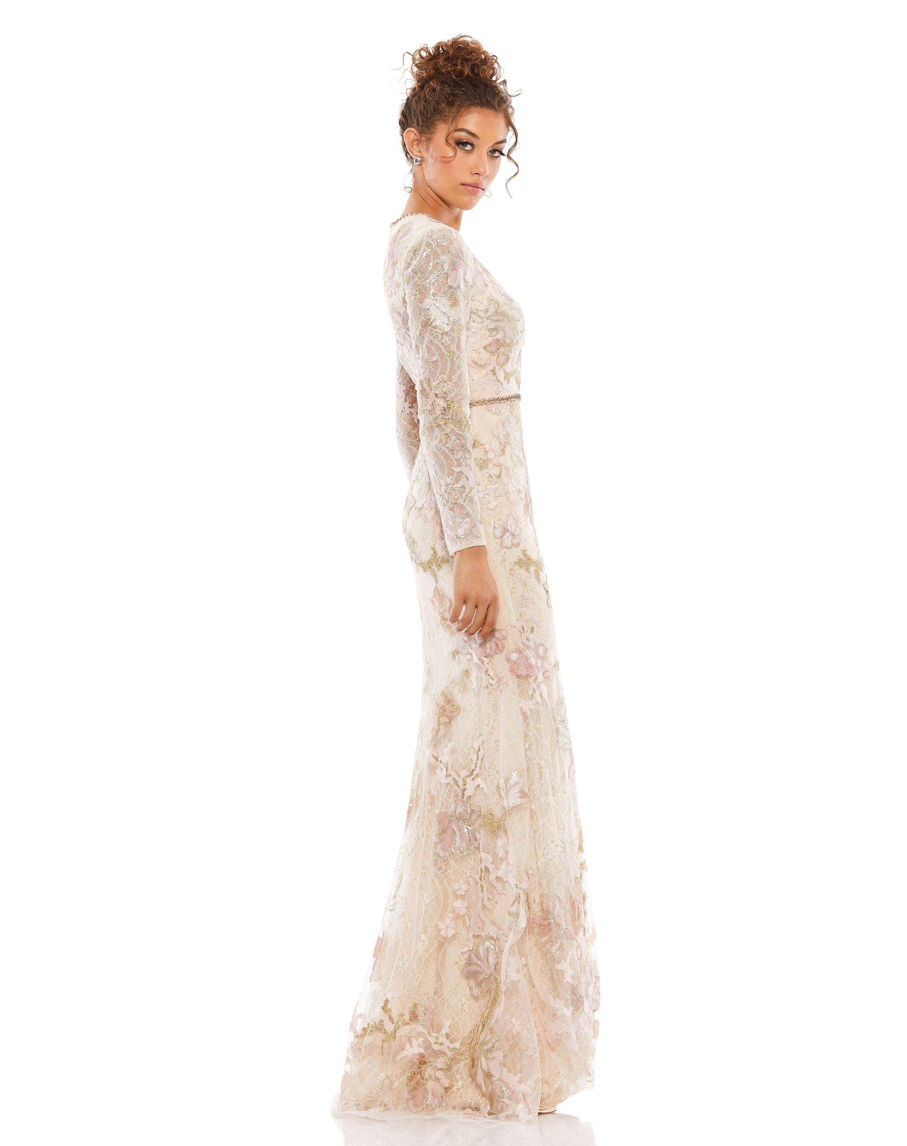 Mac Duggal Floral Embroidered Lace Trumpet Gown Blush, Size 8 DI_XHDNMTN8 Mac Duggal Floral Embroidered Lace Trumpet Gown Blush, Size 8 DI_XHDNMTN8
