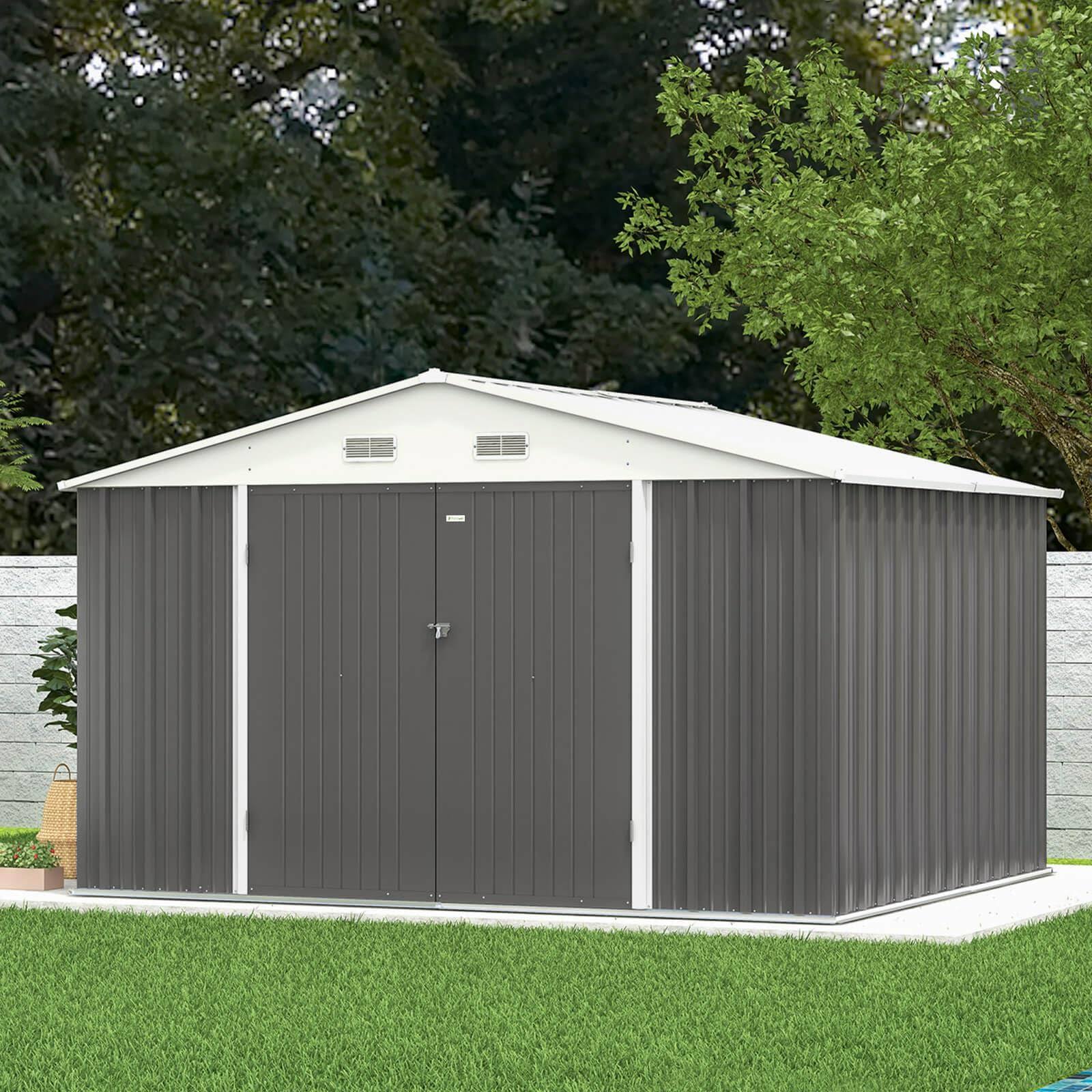 Patiowell 10 X 10 Metal Storage Shed For Outdoor Steel Yard Shed With Design Of Lockable Doors Utility And Tool Storage For Garden Backyard Patio Outs WL_XIRECWDF Patiowell 10 X 10 Metal Storage Shed For Outdoor Steel Yard Shed With Design Of Lockable Doors Utility And Tool Storage For Garden Backyard Patio Outs WL_XIRECWDF