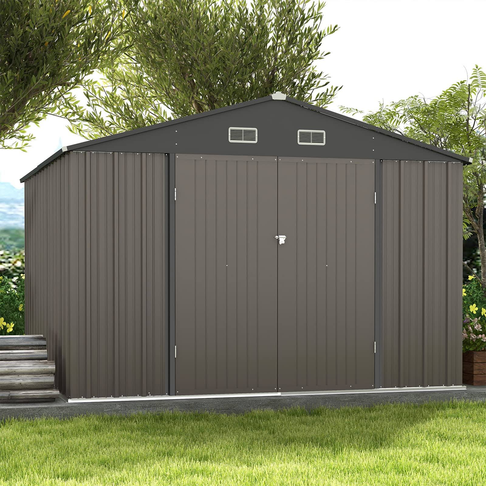 Patiowell 10 X 10 Metal Storage Shed For Outdoor Steel Yard Shed With Design Of Lockable Doors Utility And Tool Storage For Garden Backyard Patio Outs WL_XIRECWDF Patiowell 10 X 10 Metal Storage Shed For Outdoor Steel Yard Shed With Design Of Lockable Doors Utility And Tool Storage For Garden Backyard Patio Outs WL_XIRECWDF