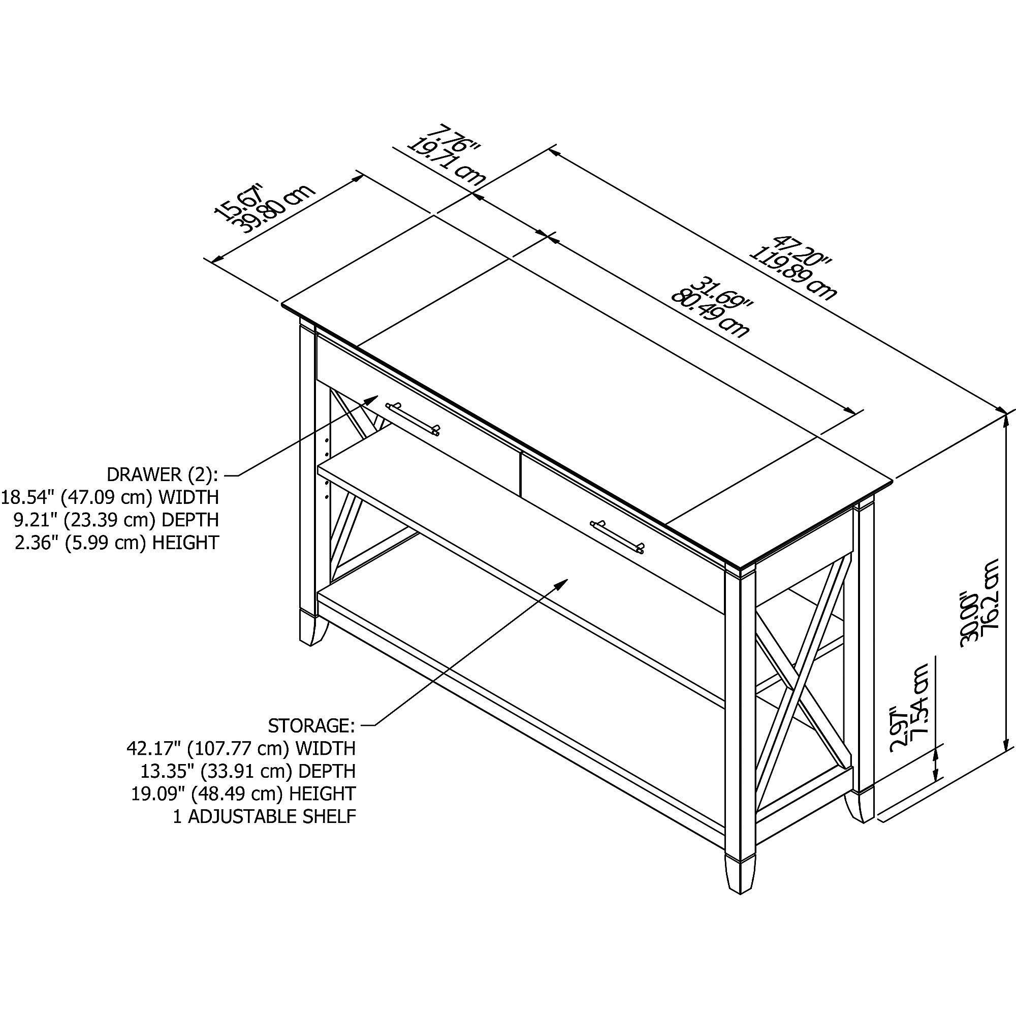 Bush Furniture Key West Console Table With Drawers And Shelves In Linen White Oak RJ_OGXBP61C