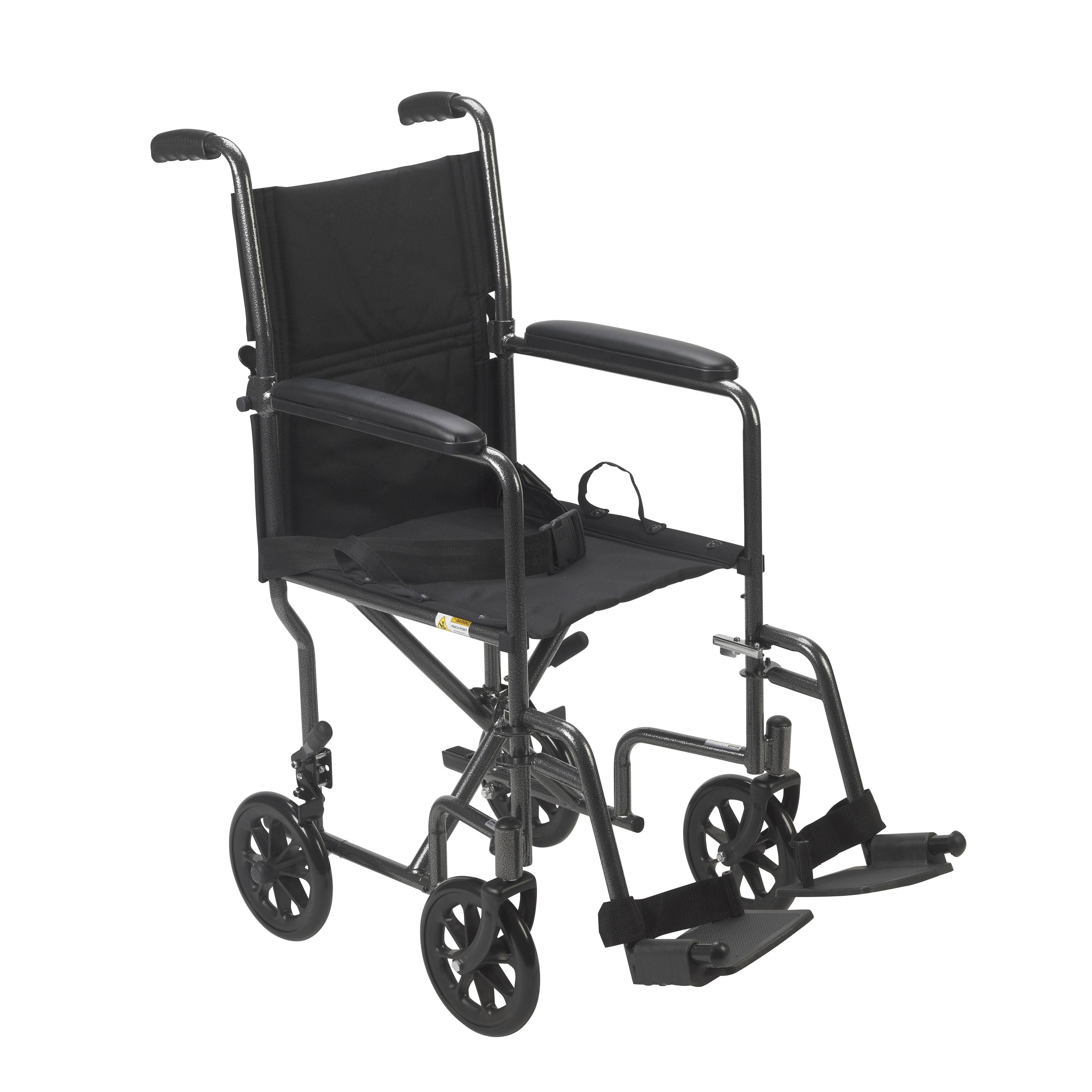 Drive Medical Lightweight Steel Transport Wheelchair Fixed Full Arms 19 Seat (Tr39e-Sv) DH_ZWRSXRPH
