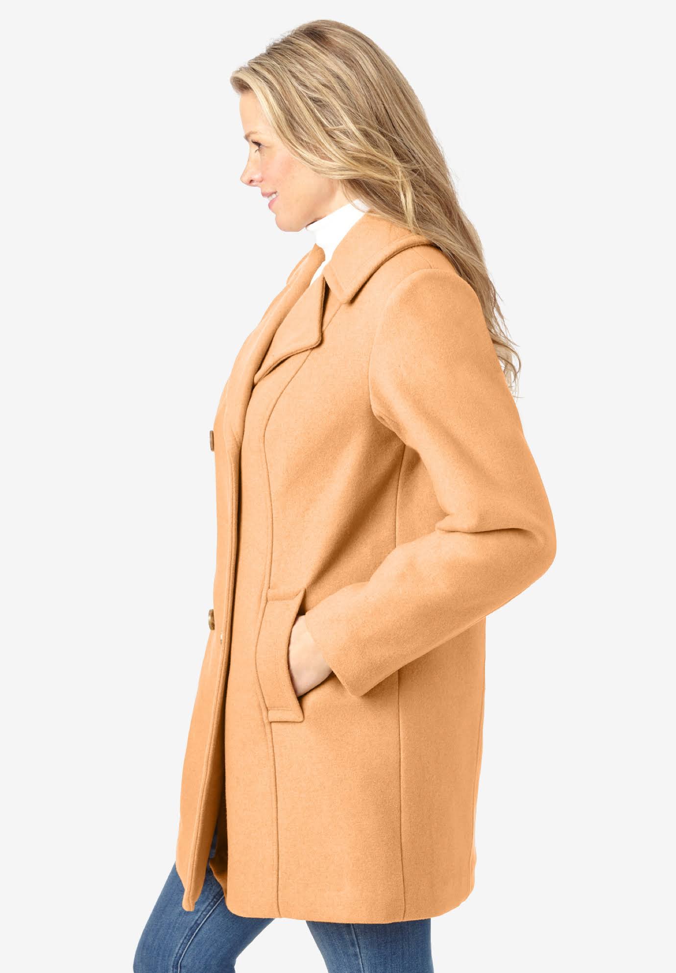 Plus Size Women's Wool-Blend Double-Breasted Peacoat By Woman Within In Black (Size 14 W) JB_BWP80SR1