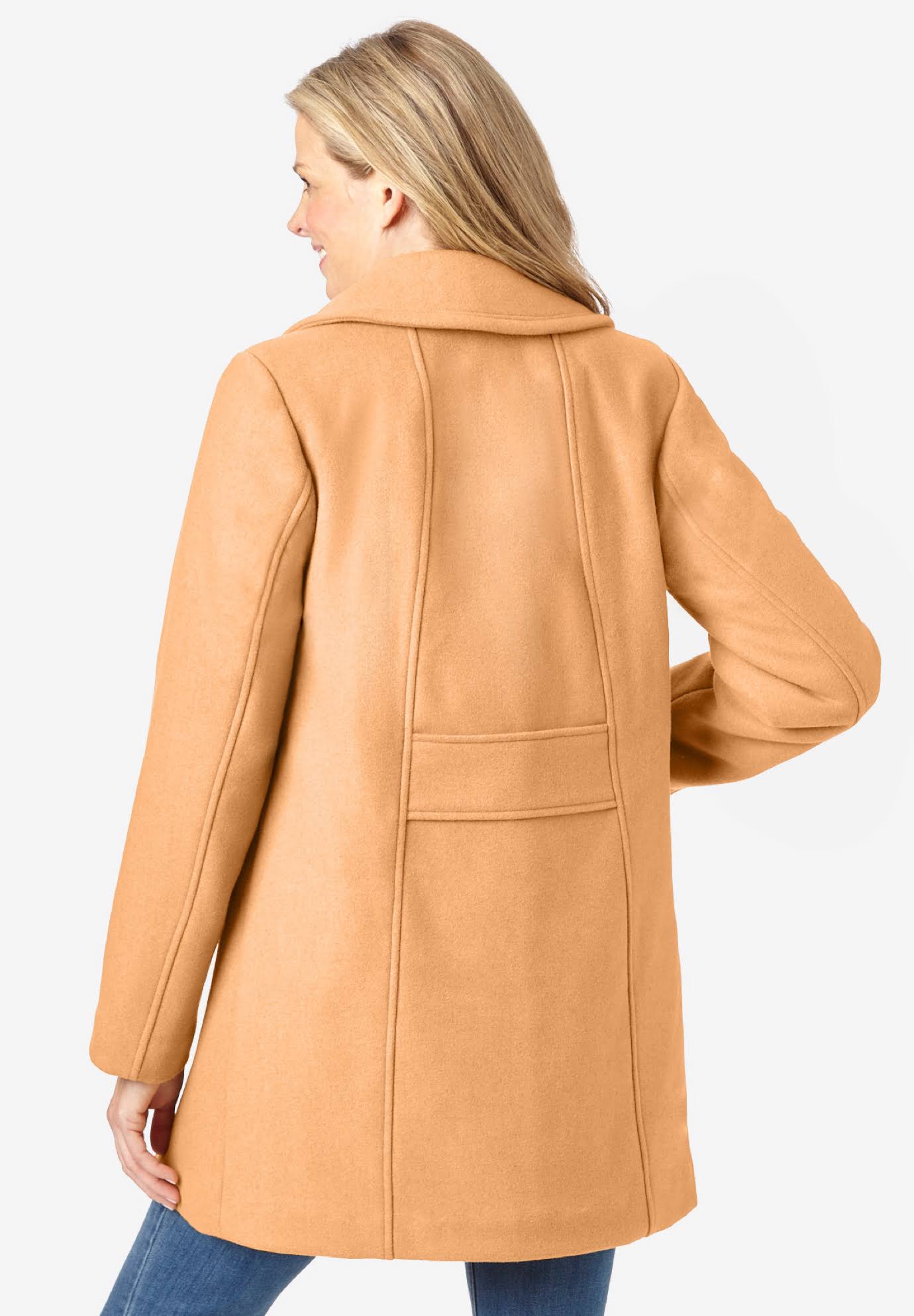 Plus Size Women's Wool-Blend Double-Breasted Peacoat By Woman Within In Black (Size 14 W) JB_BWP80SR1
