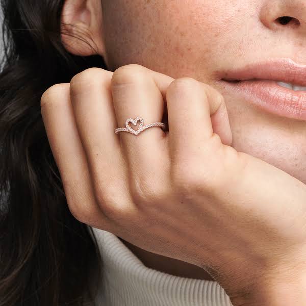 Pandora 189302c01 Sparkling Wishbone Heart Ring 7.5 / Rose RG_SVK4W2SP Pandora 189302c01 Sparkling Wishbone Heart Ring 7.5 / Rose RG_SVK4W2SP