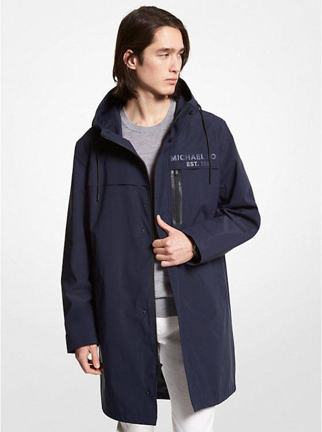 Michael Kors Outlet Stockton Water Resistant Hooded Coat In Blue - Size M MD_CMFZH69D