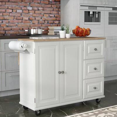Kuhnhenn Kitchen Cart With Wood Top Base Finish: Off-White 3B_S0HQCGCG Kuhnhenn Kitchen Cart With Wood Top Base Finish: Off-White 3B_S0HQCGCG