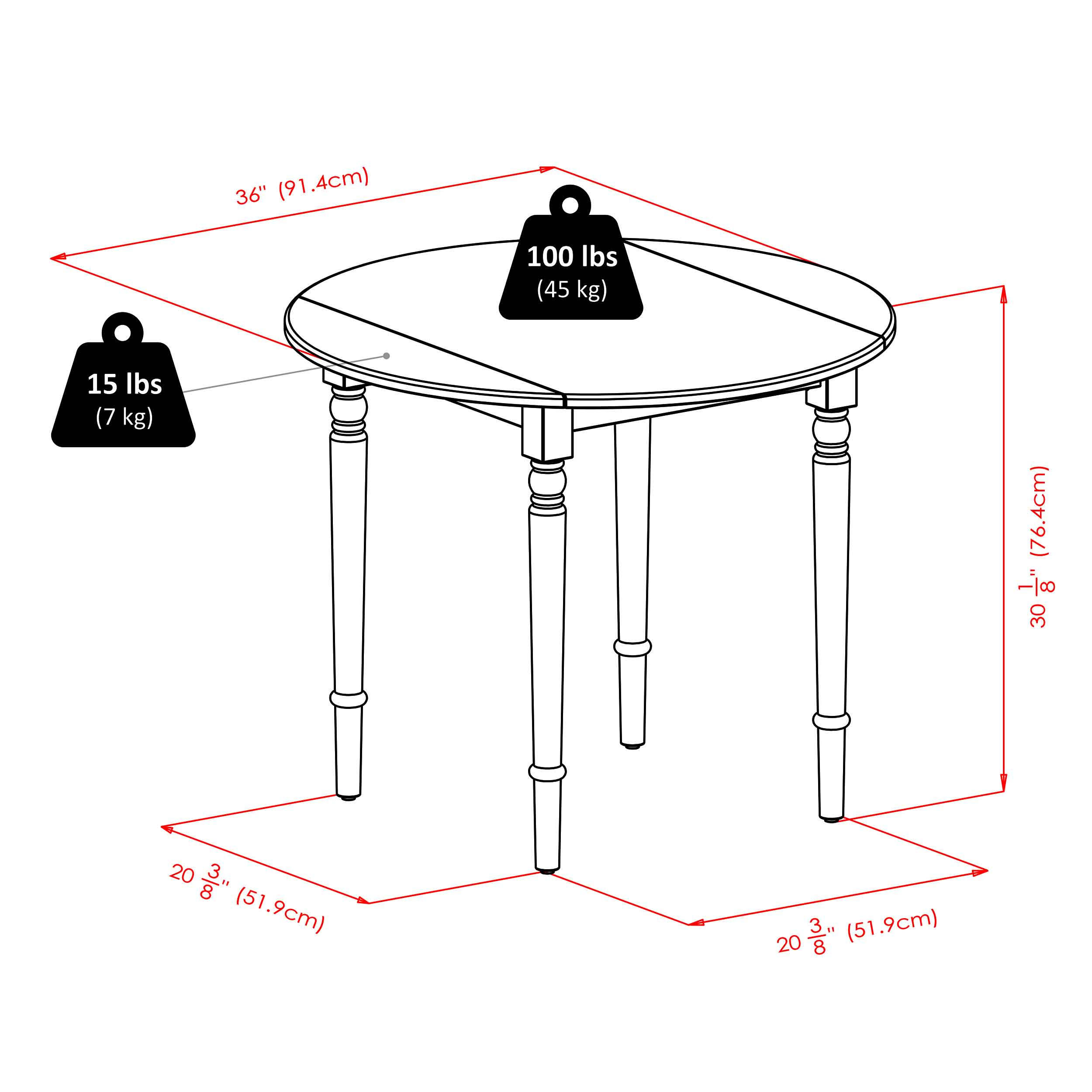 Sorella Round Drop Leaf Table Natural White MA_TXG2NLKG Sorella Round Drop Leaf Table Natural White MA_TXG2NLKG