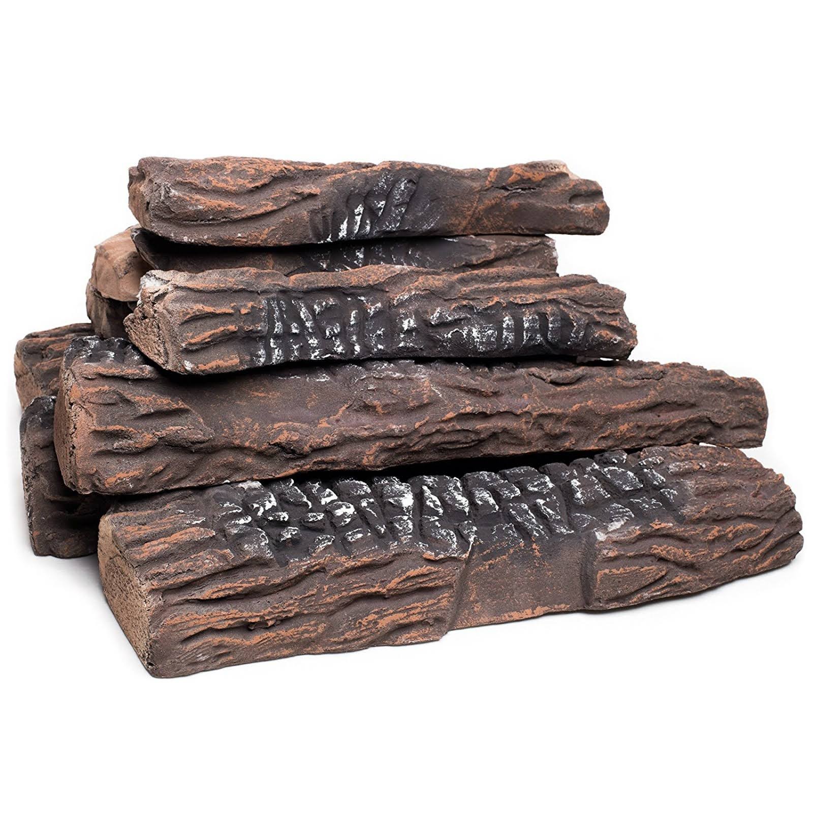 Natural Glo Large Gas Fireplace Logs 10 Piece Set Of Ceramic Wood Logs G8_KIHO8GSU